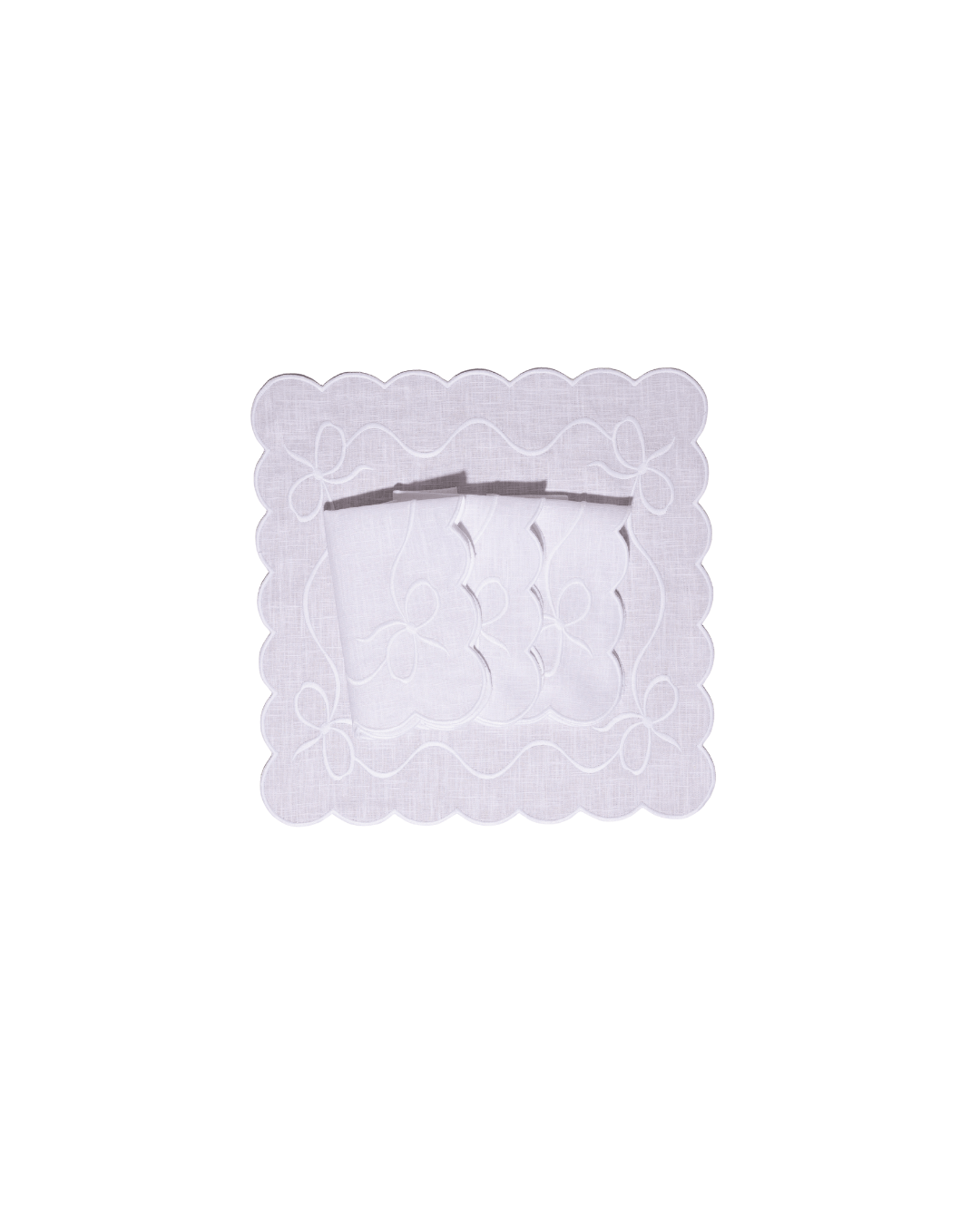 Henriette - Luxury Linens Napkins Bow Classic Napkins White/White (set of 4)