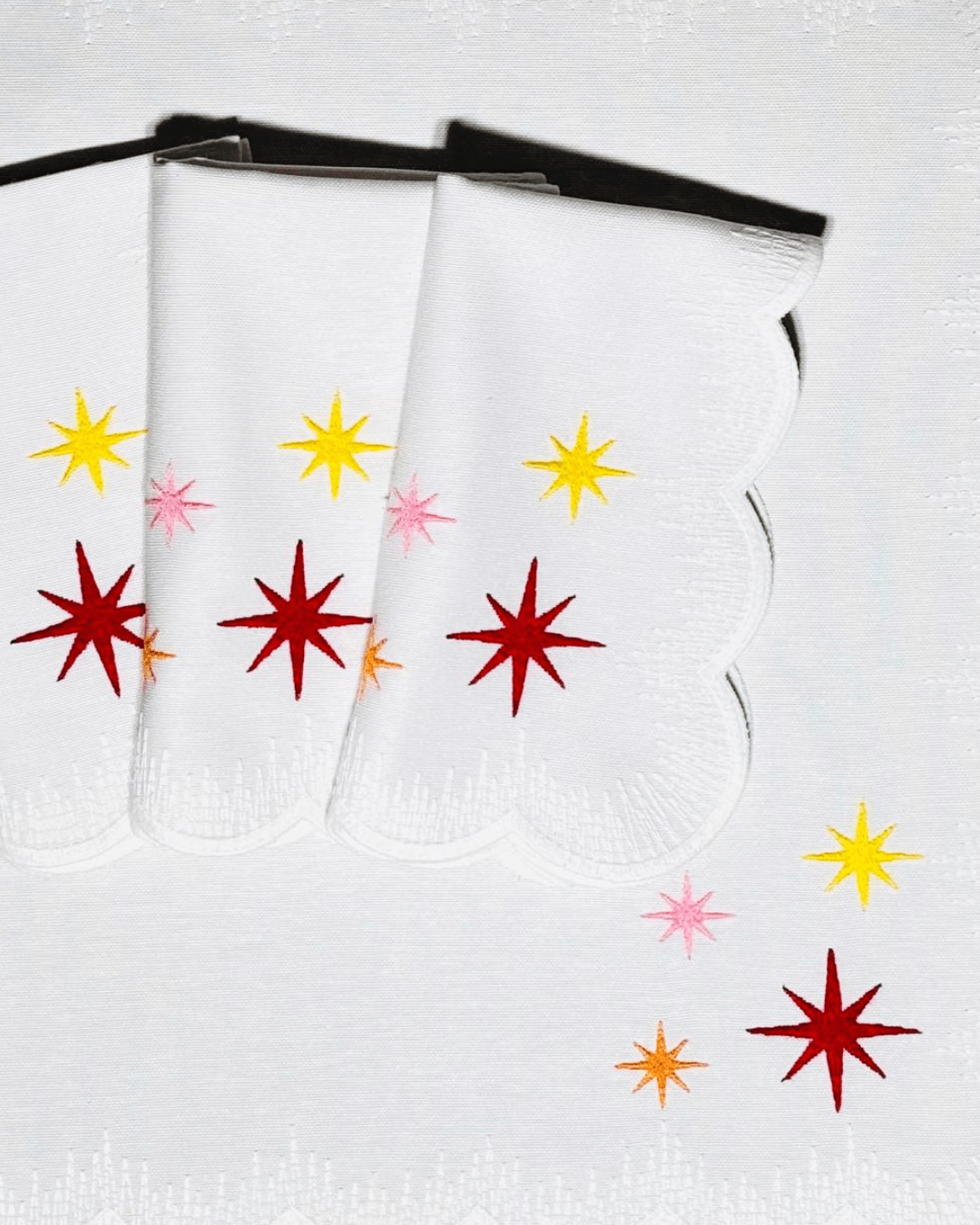 Henriette - Luxury Linens Napkins Starlight White with Multicolour Napkins