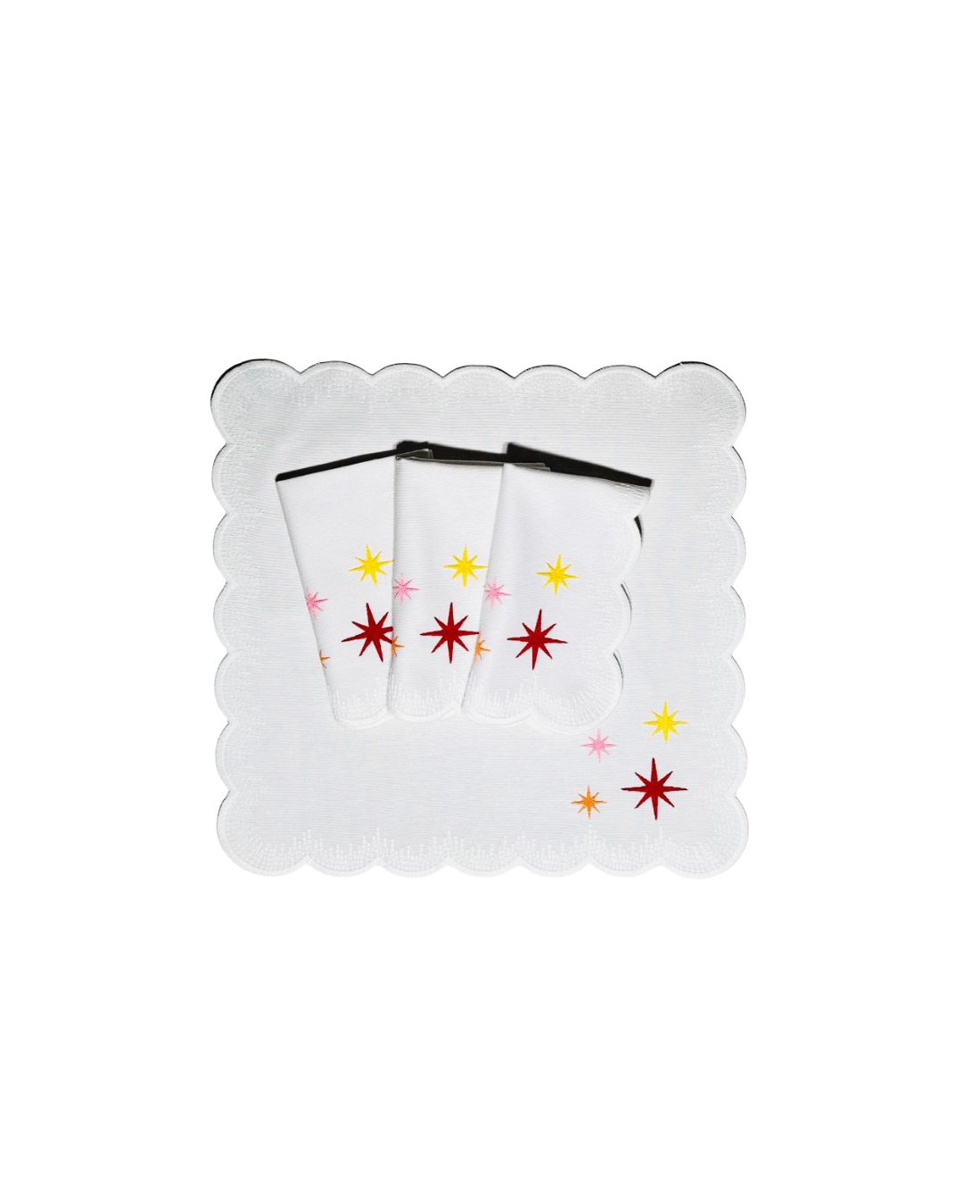 Henriette - Luxury Linens Napkins Starlight White with Multicolour Napkins