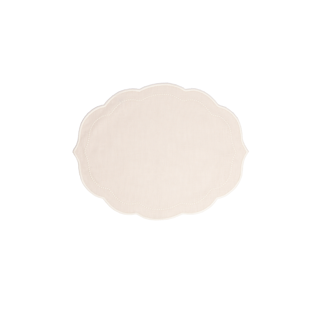 Pearl Oval Beige with White Placemat (set of 4)