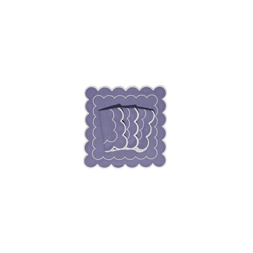 Daisy Purple Blue with White Napkins (set of 4)