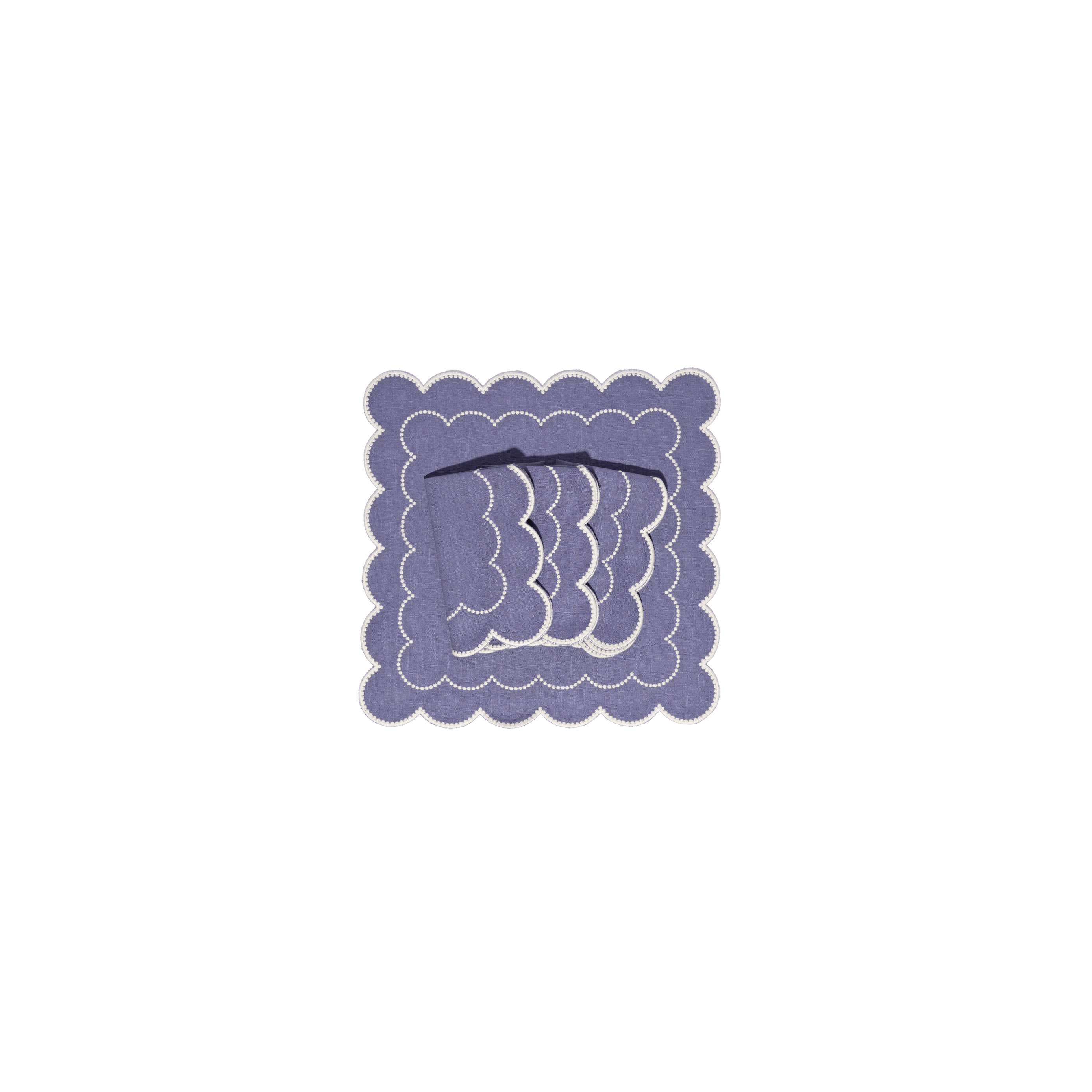 Daisy Purple Blue with White Napkins (set of 4)
