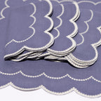 Daisy Purple Blue with White Napkins (set of 4)