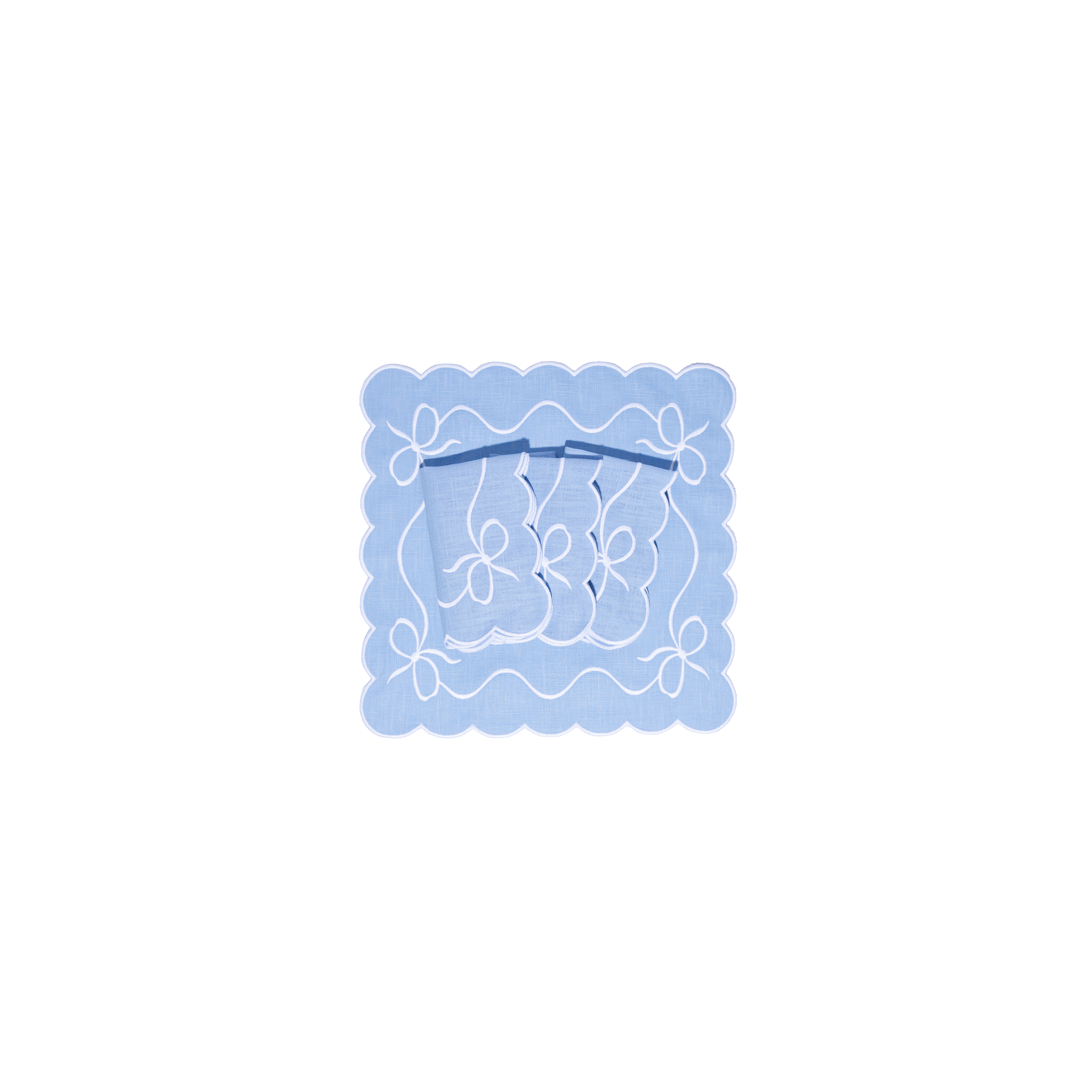 Classic Bow Pale Blue with White Napkins (set of 4)