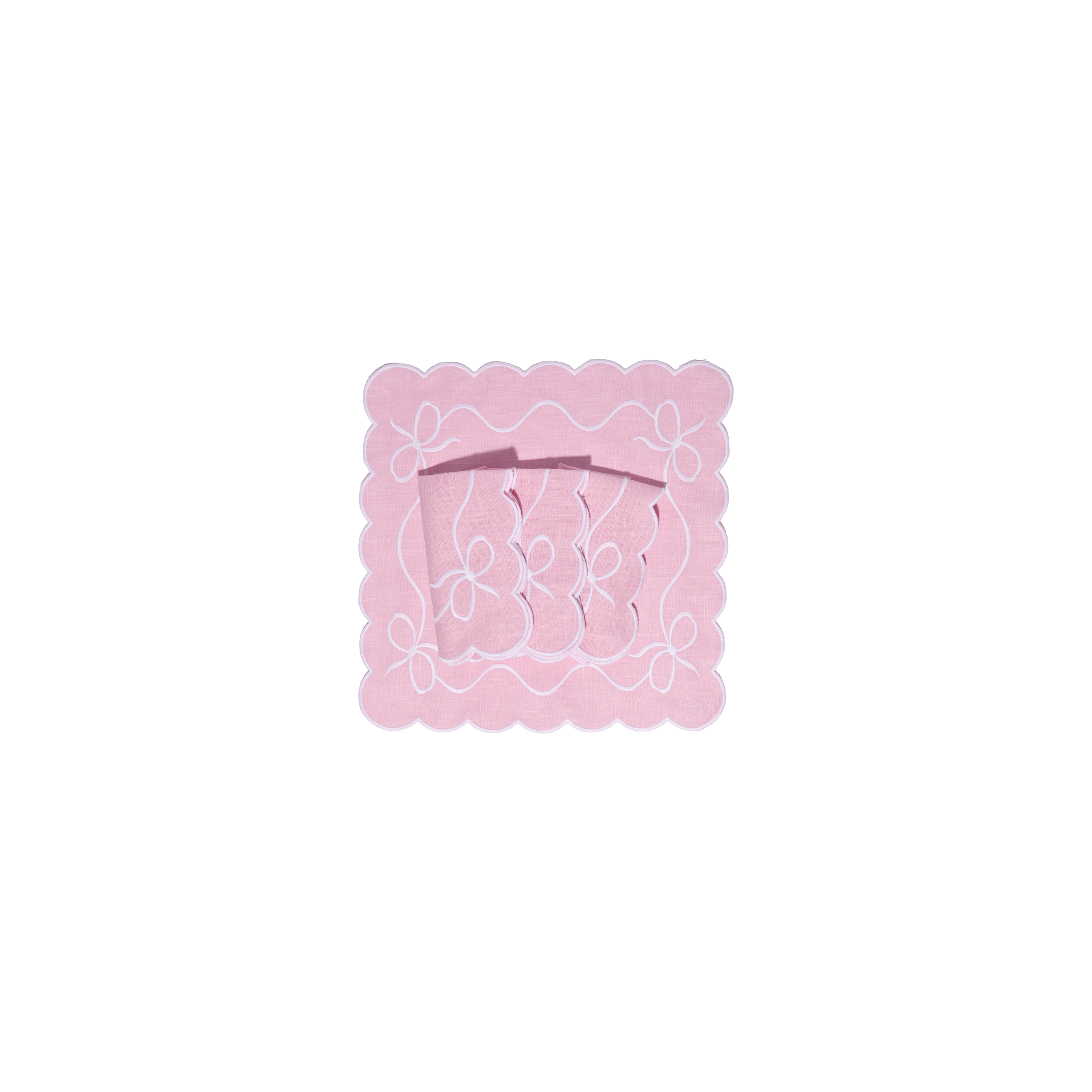 Classic Bow Baby Pink with White Napkins (set of 4)