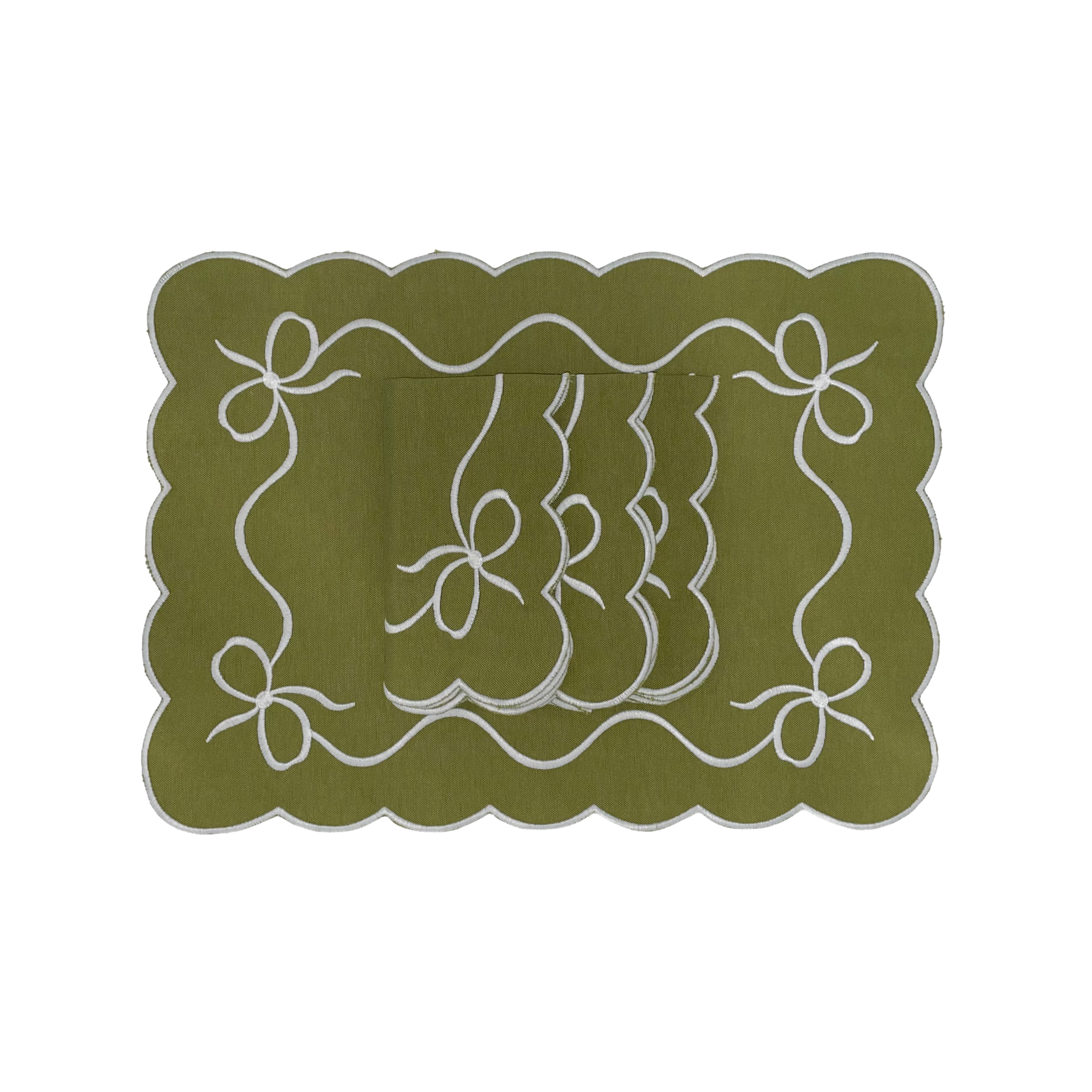 Bow Classic Green with White Placemats (set of 4)