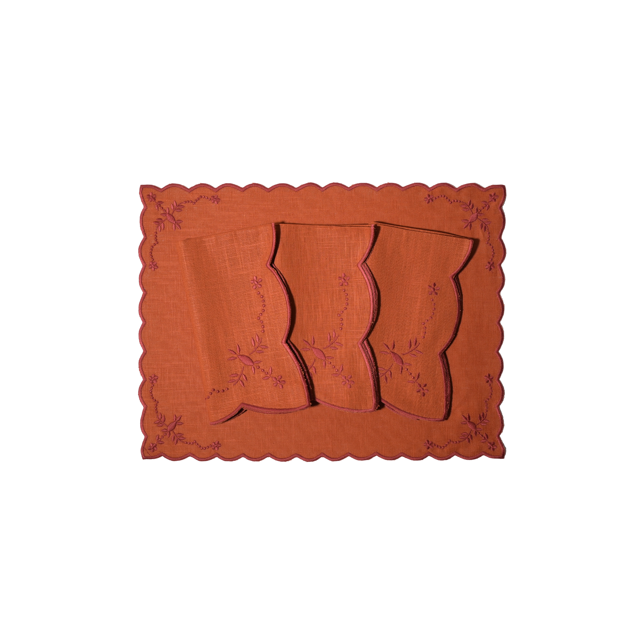 Floral Orange with Rusty Placemats (set of 4)