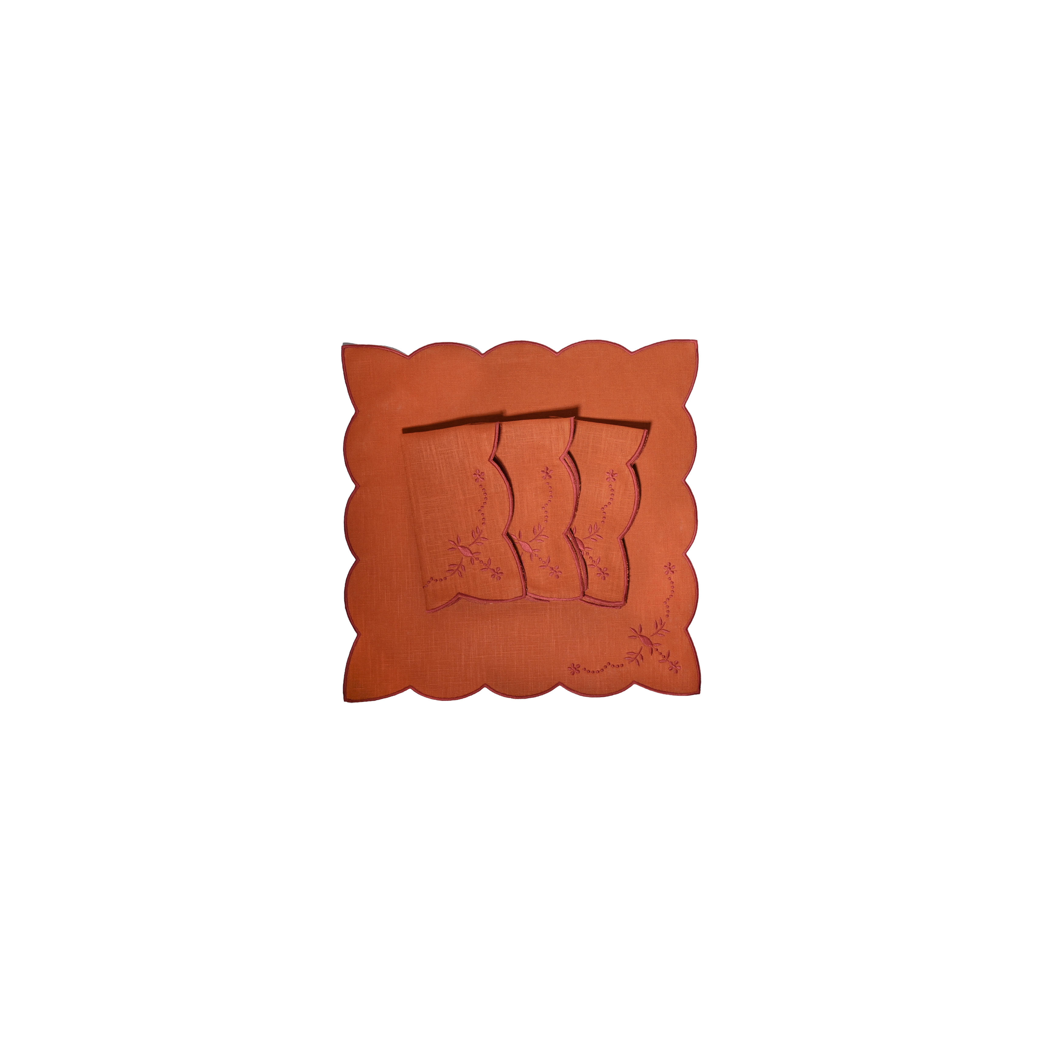 Floral Orange with Rusty Napkins (set of 4)