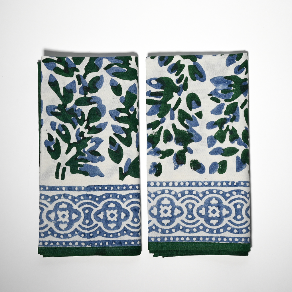 Olivia Indigo/ Green Napkins (set of 4)