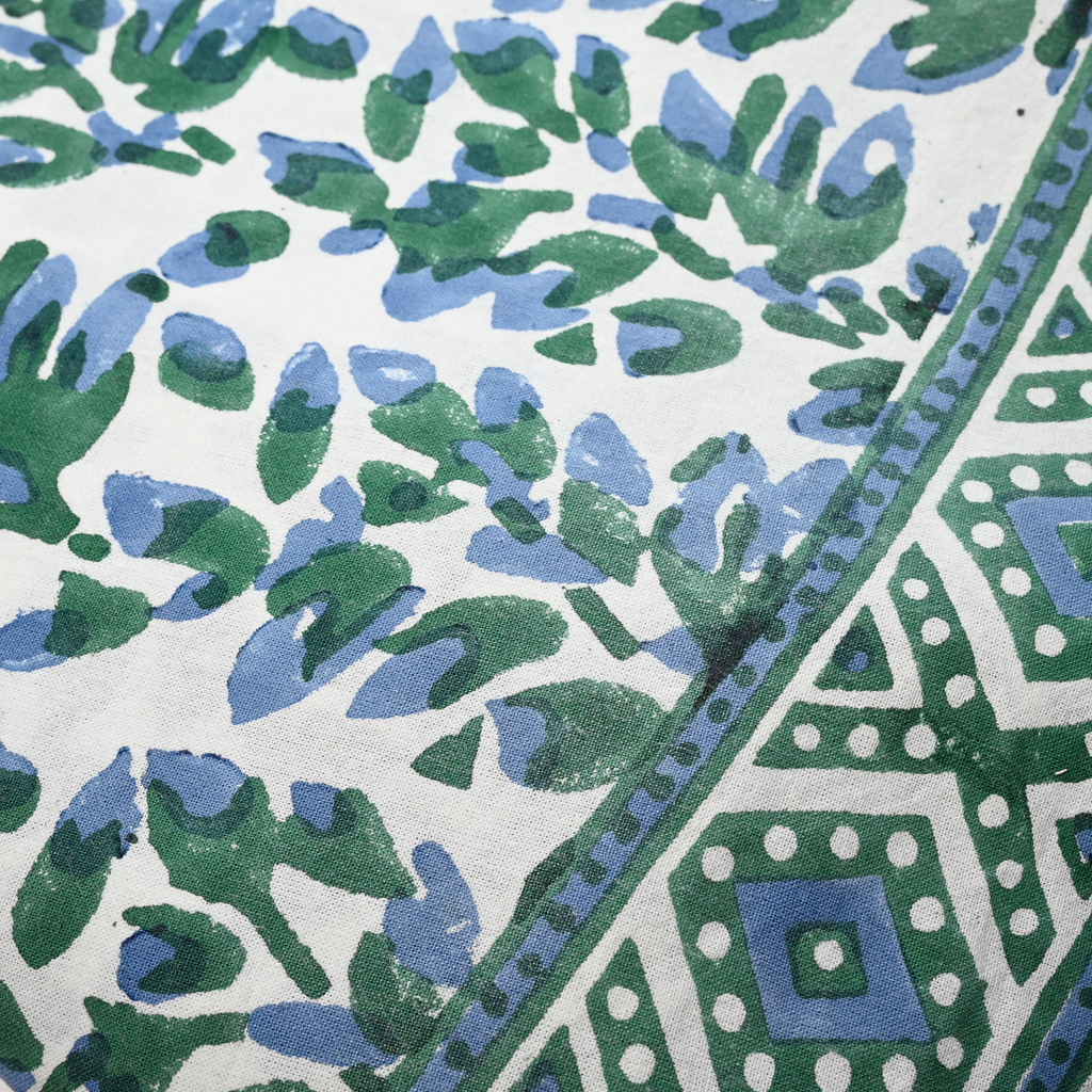 Olivia Indigo/ Green Tablecloth