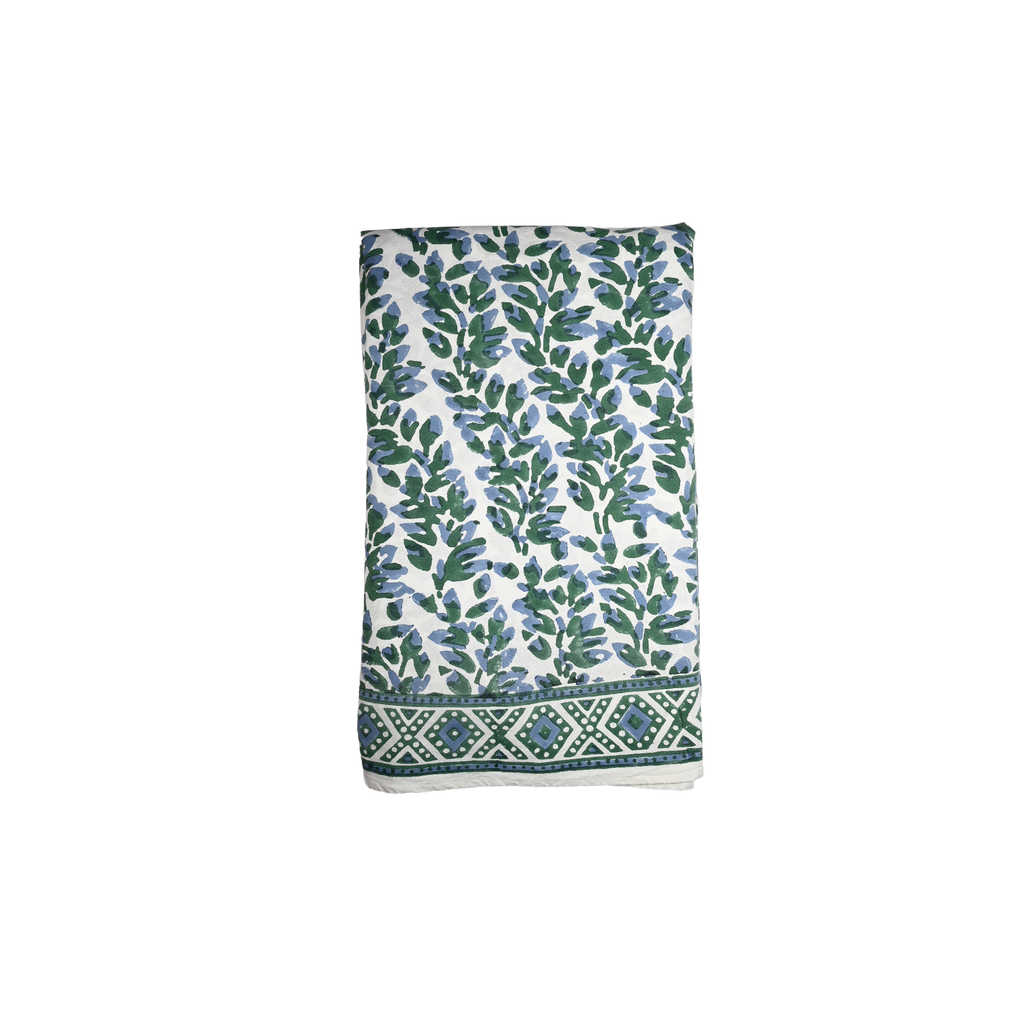 Olivia Indigo/ Green Tablecloth