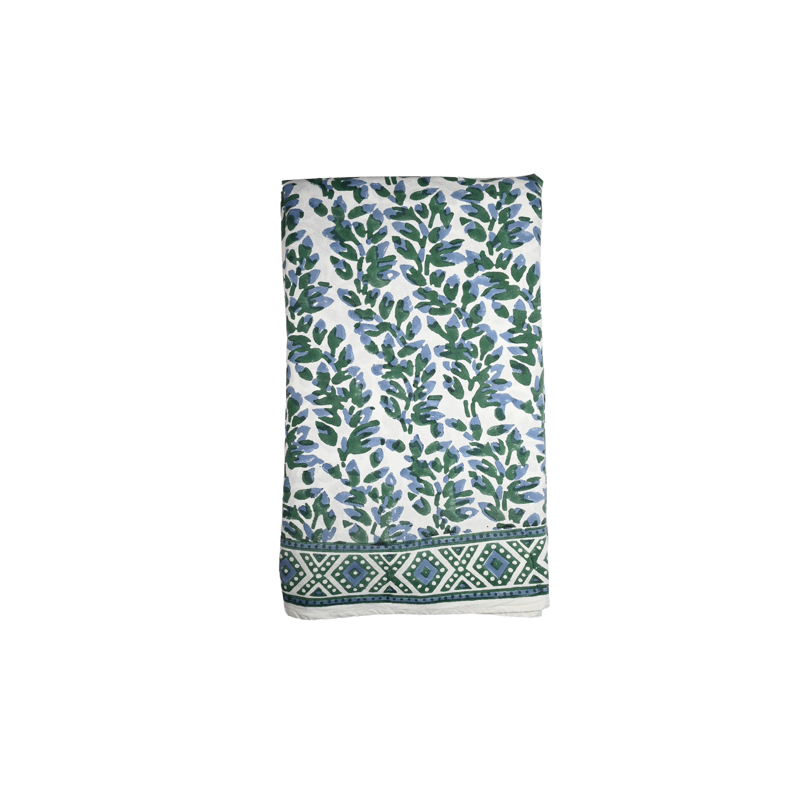 Olivia Indigo/ Green Tablecloth