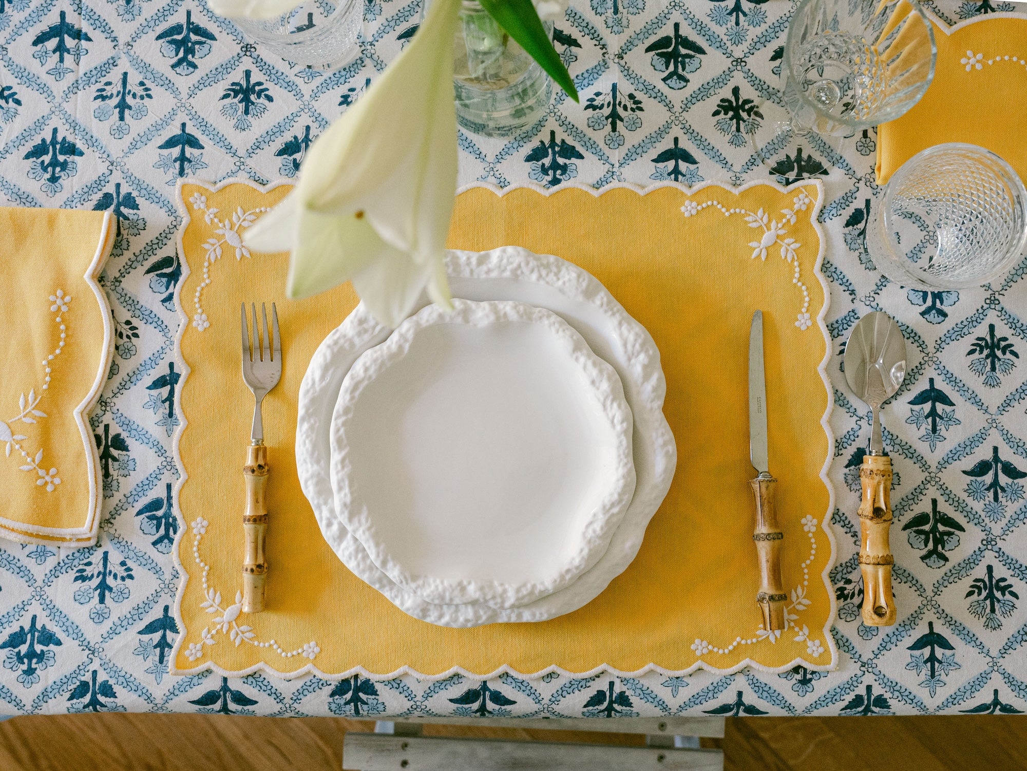 Floral Turkish Yellow with White Placemats (set of 4)