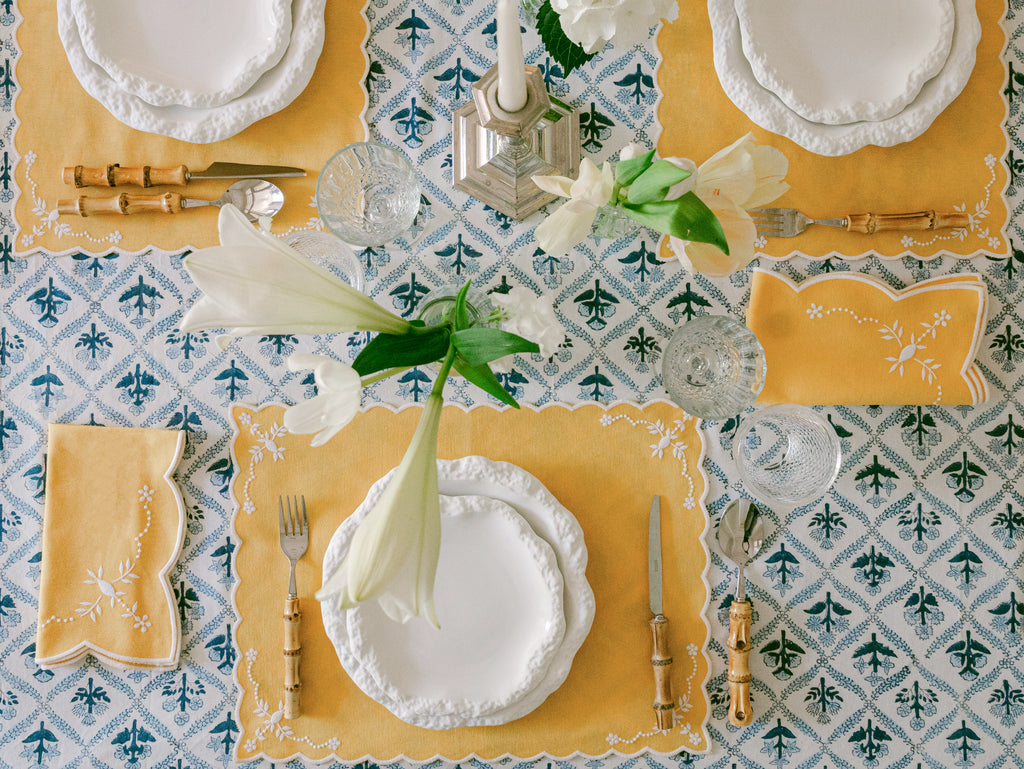 Floral Turkish Yellow with White Napkins (set of 4)