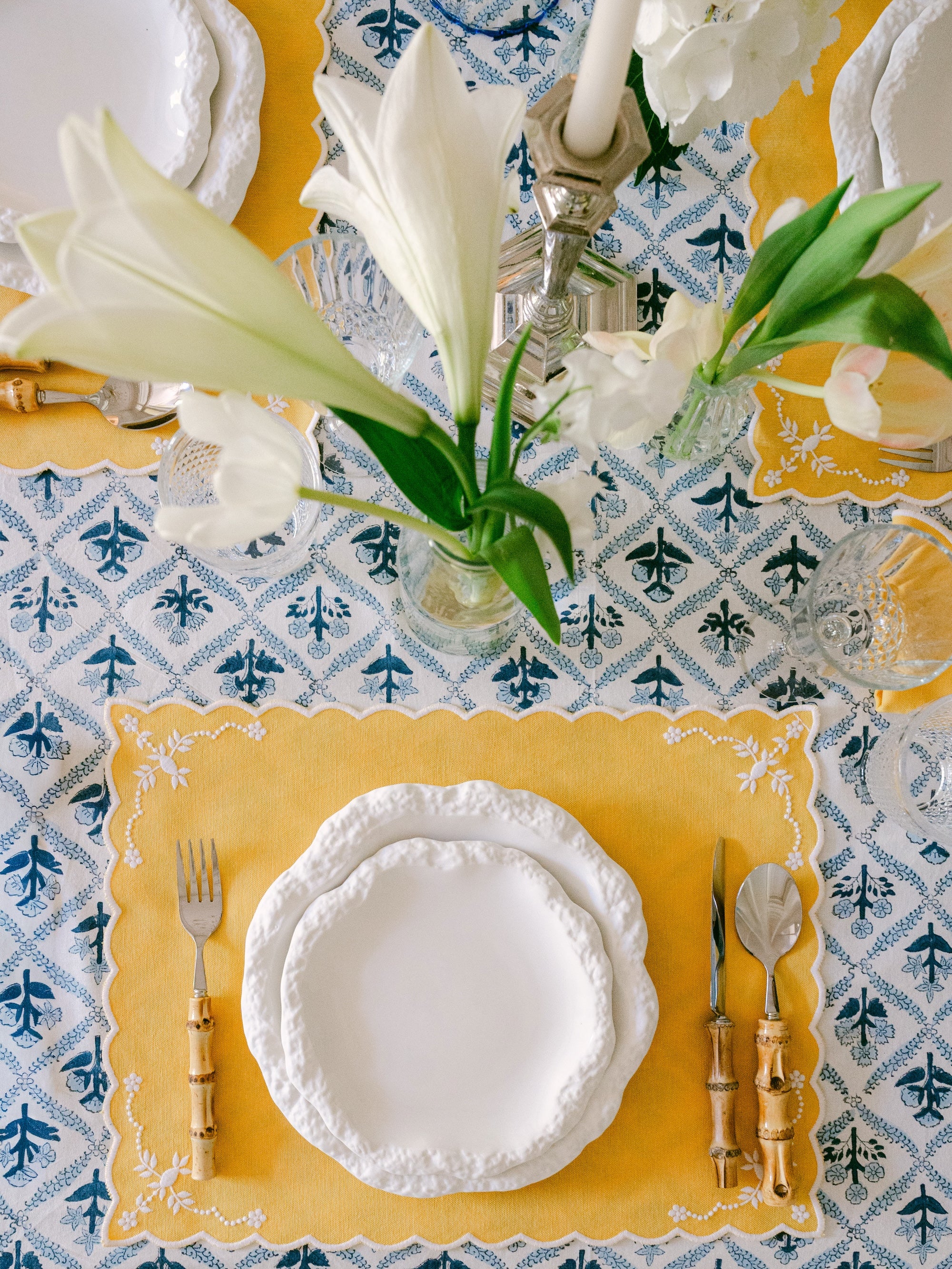 Floral Turkish Yellow with White Placemats (set of 4)
