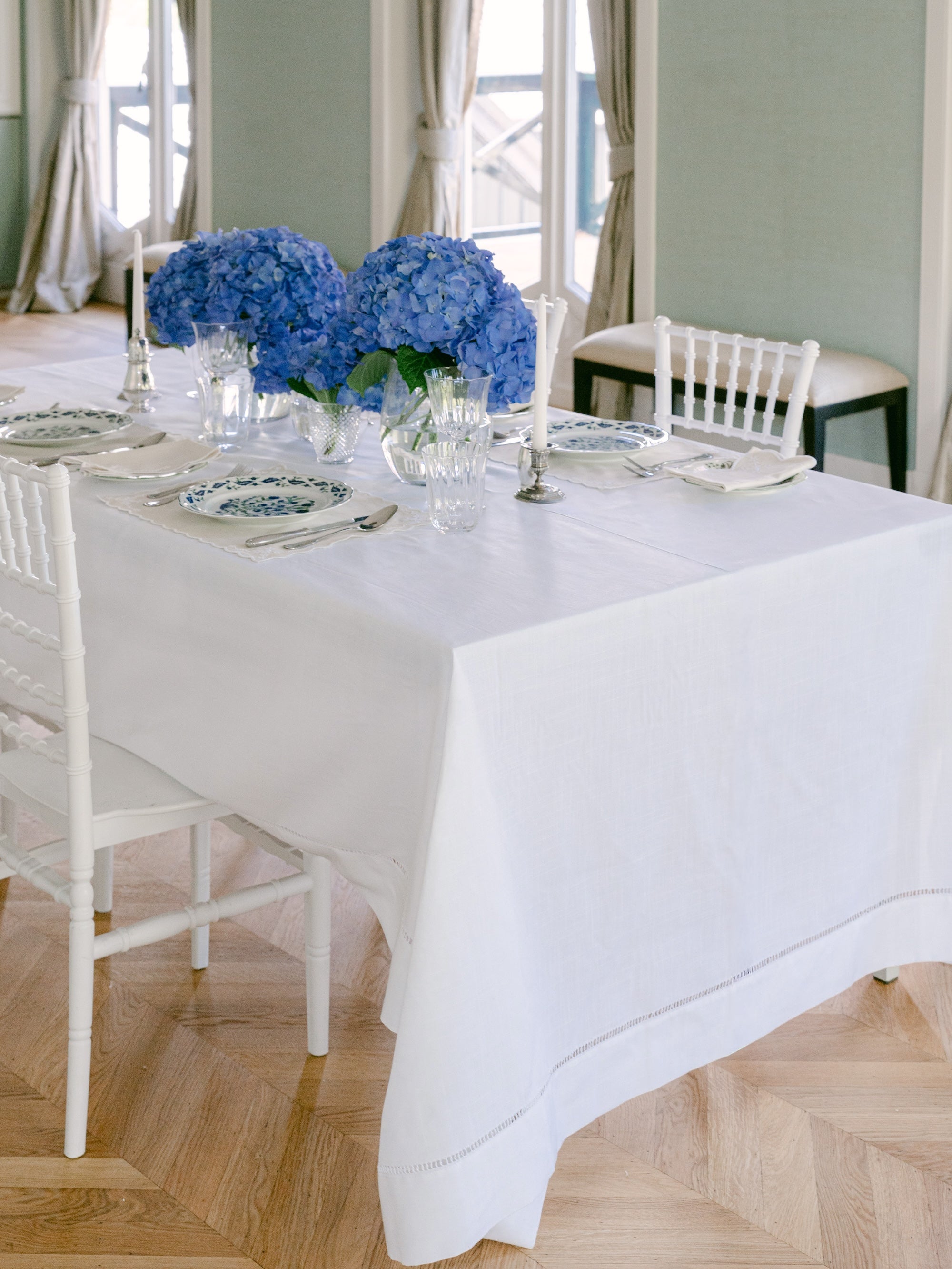 Hemstitch White Tablecloth