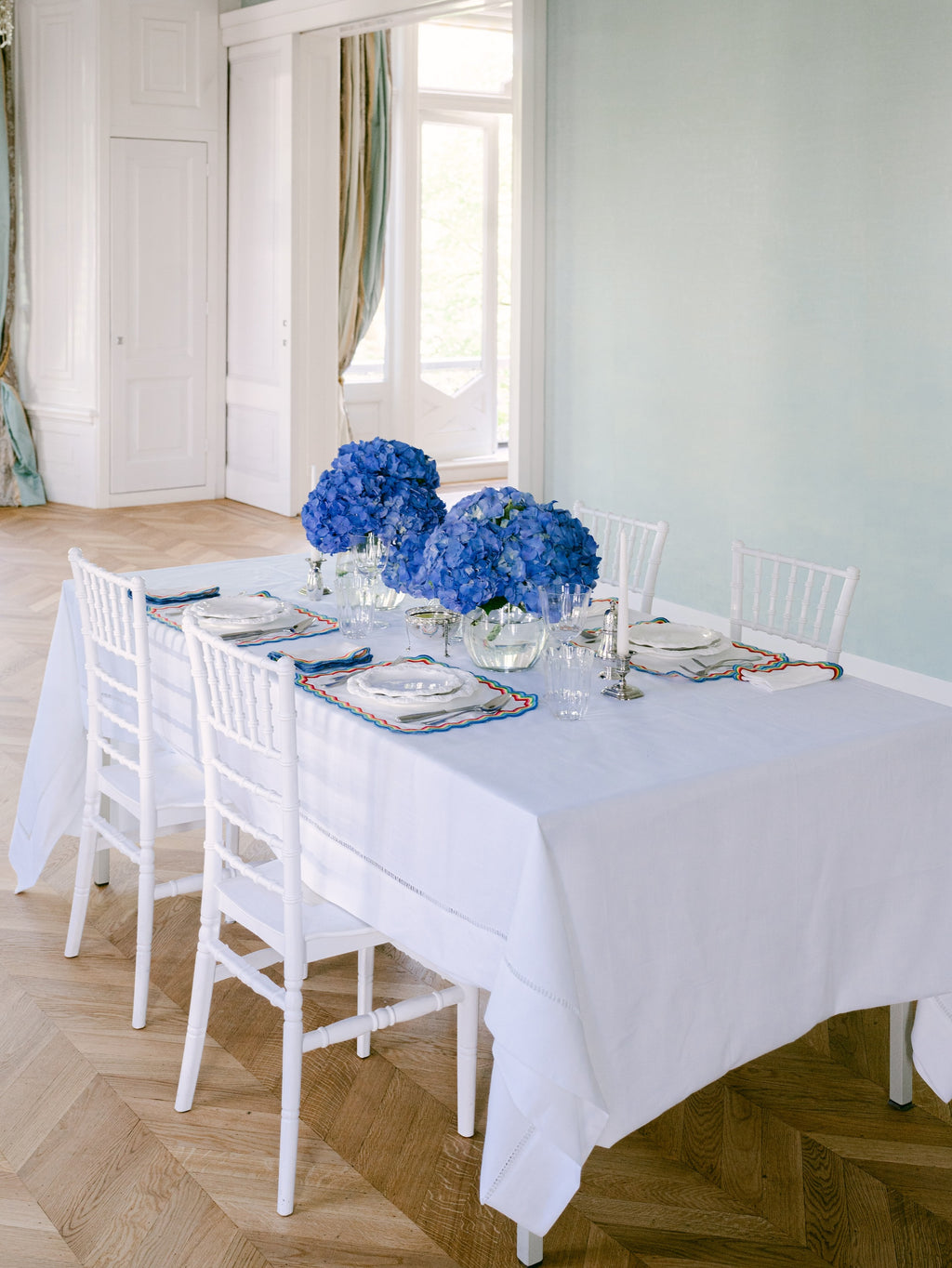 Hemstitch White Tablecloth