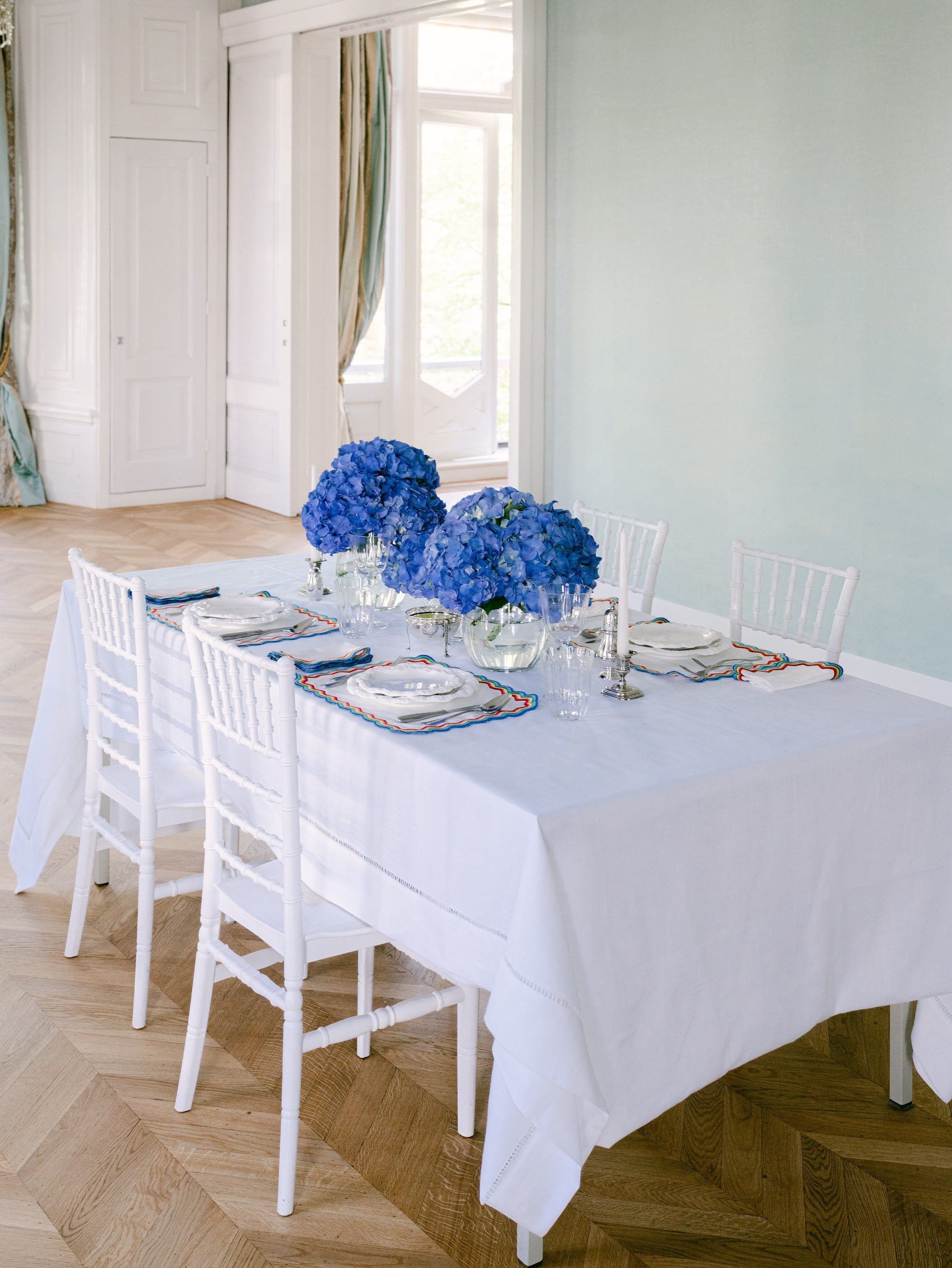Hemstitch White Tablecloth