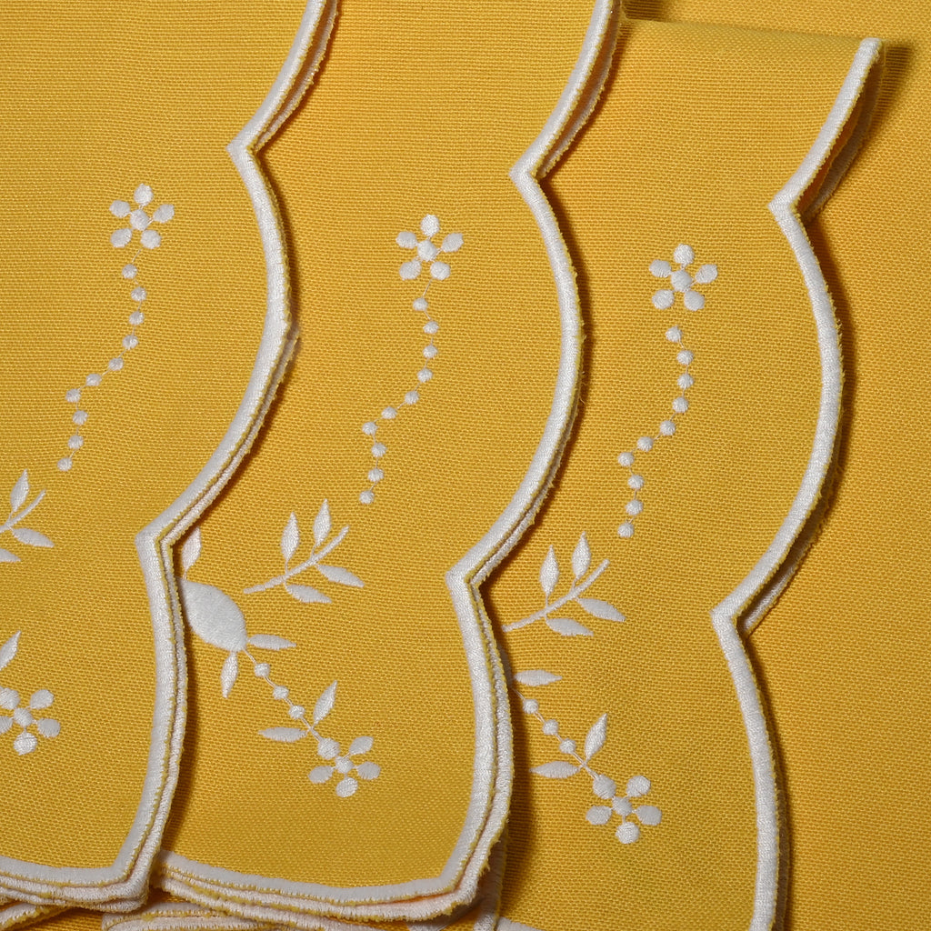 Floral Turkish Yellow with White Napkins (set of 4)