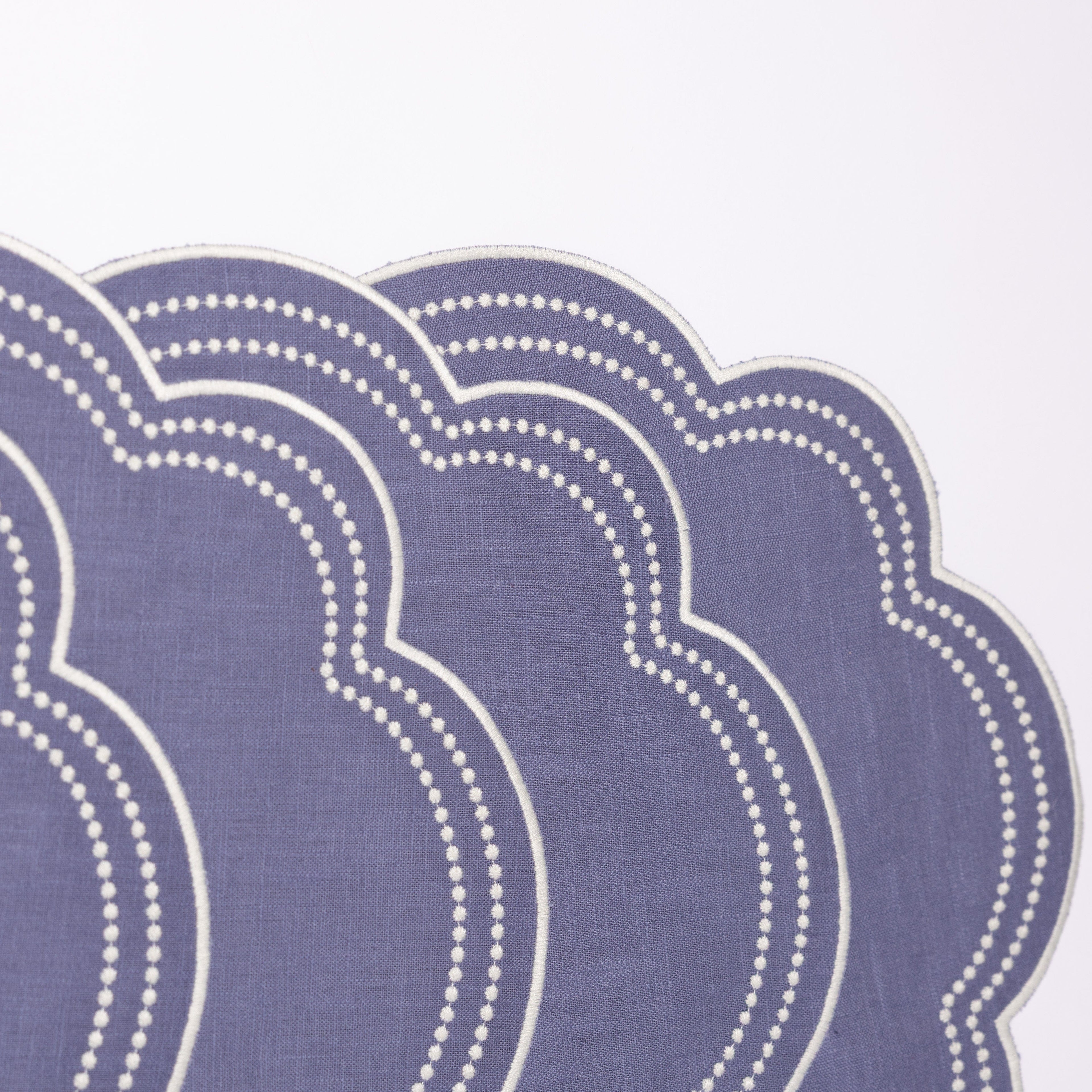 Add Henriette - Luxury Linens Daisy Placemat in Purple Blue (set of 4)