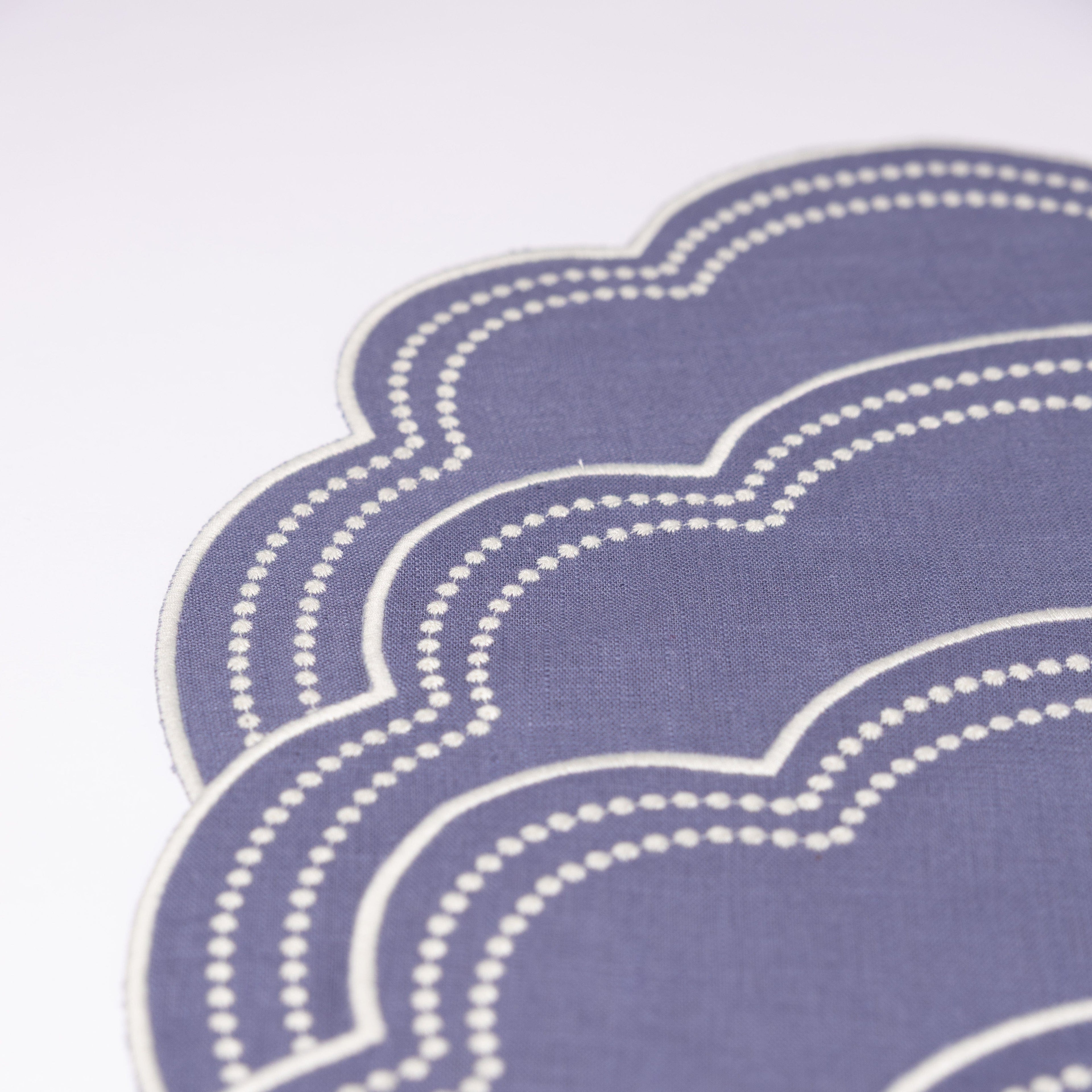 Add Henriette - Luxury Linens Daisy Placemat in Purple Blue (set of 4)
