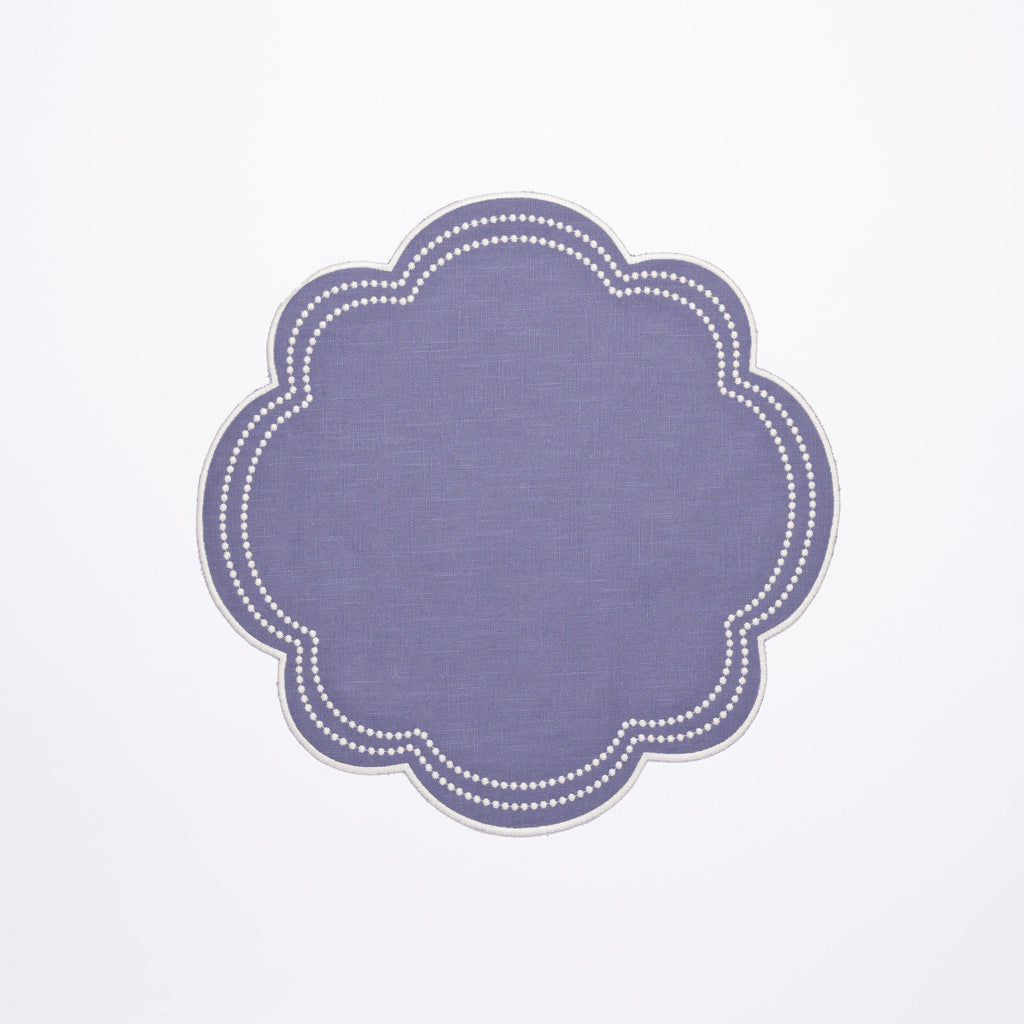 Add Henriette - Luxury Linens Daisy Placemat in Purple Blue (set of 4)