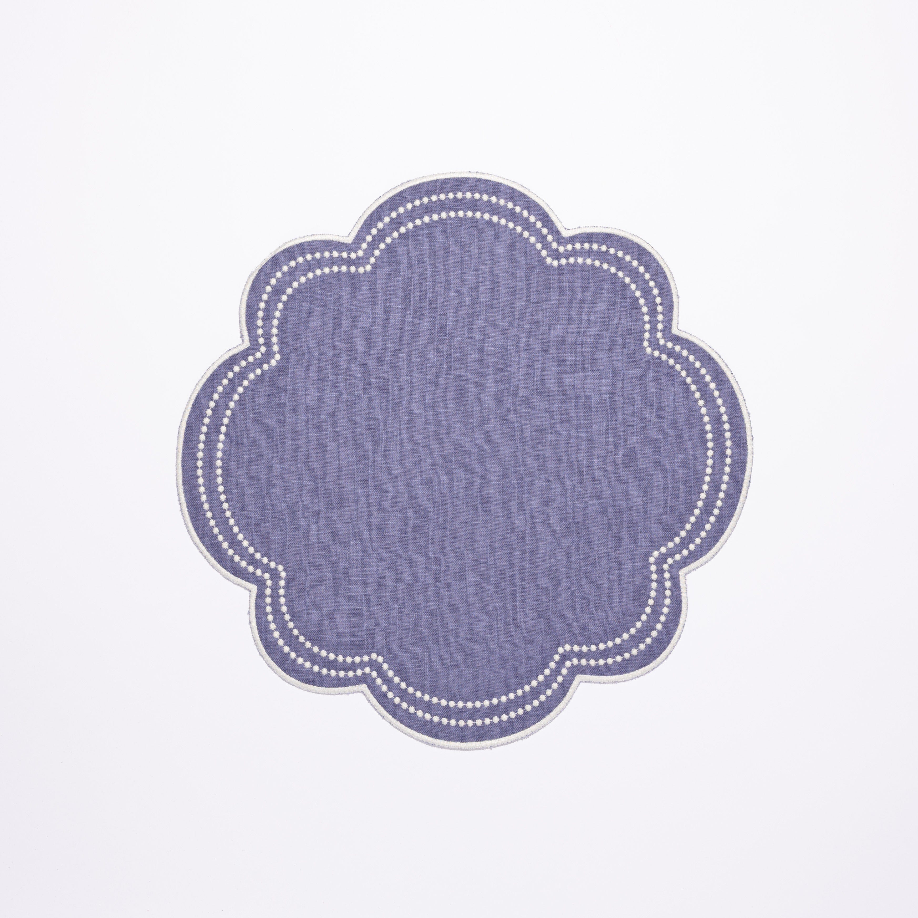 Add Henriette - Luxury Linens Daisy Placemat in Purple Blue (set of 4)