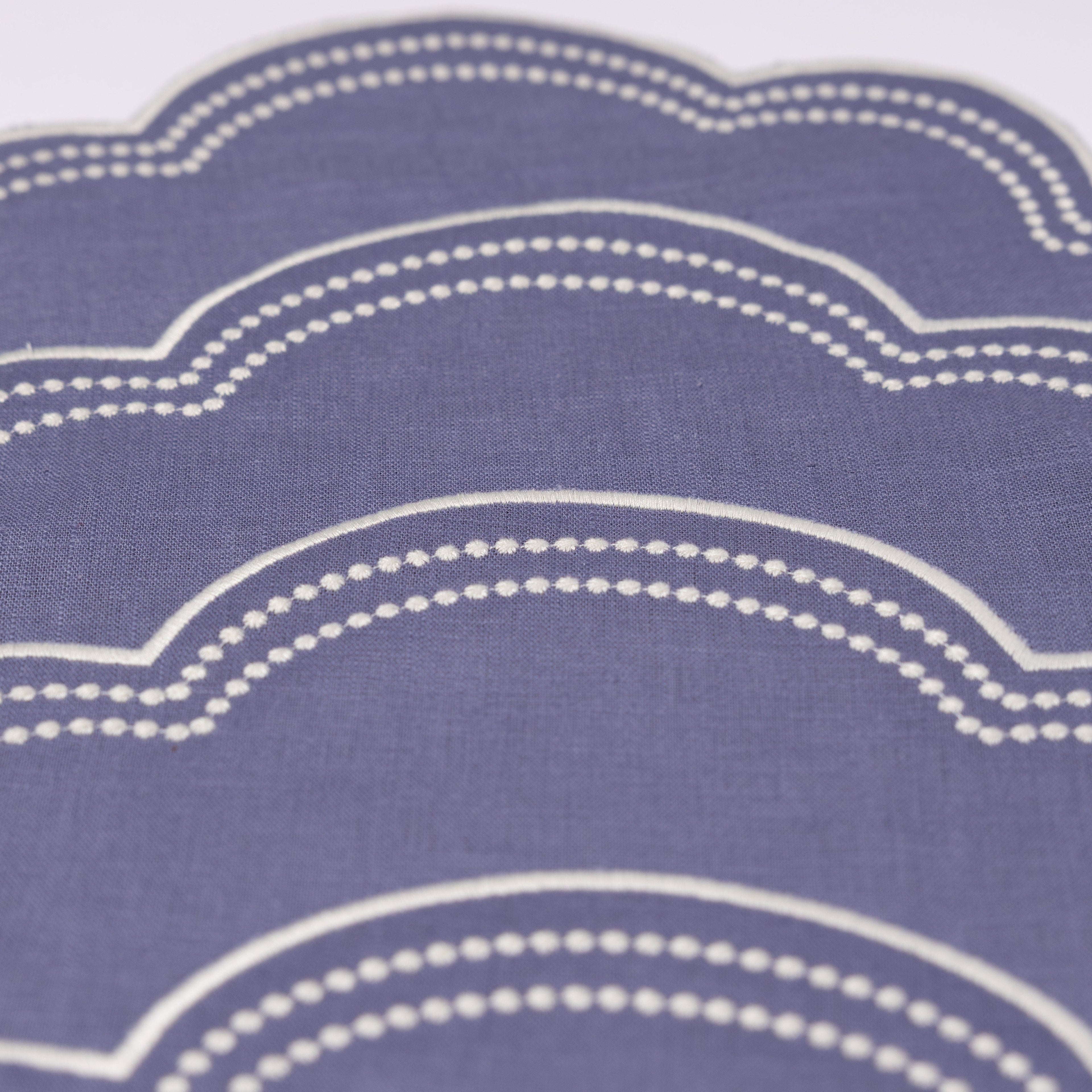 Add Henriette - Luxury Linens Daisy Placemat in Purple Blue (set of 4)