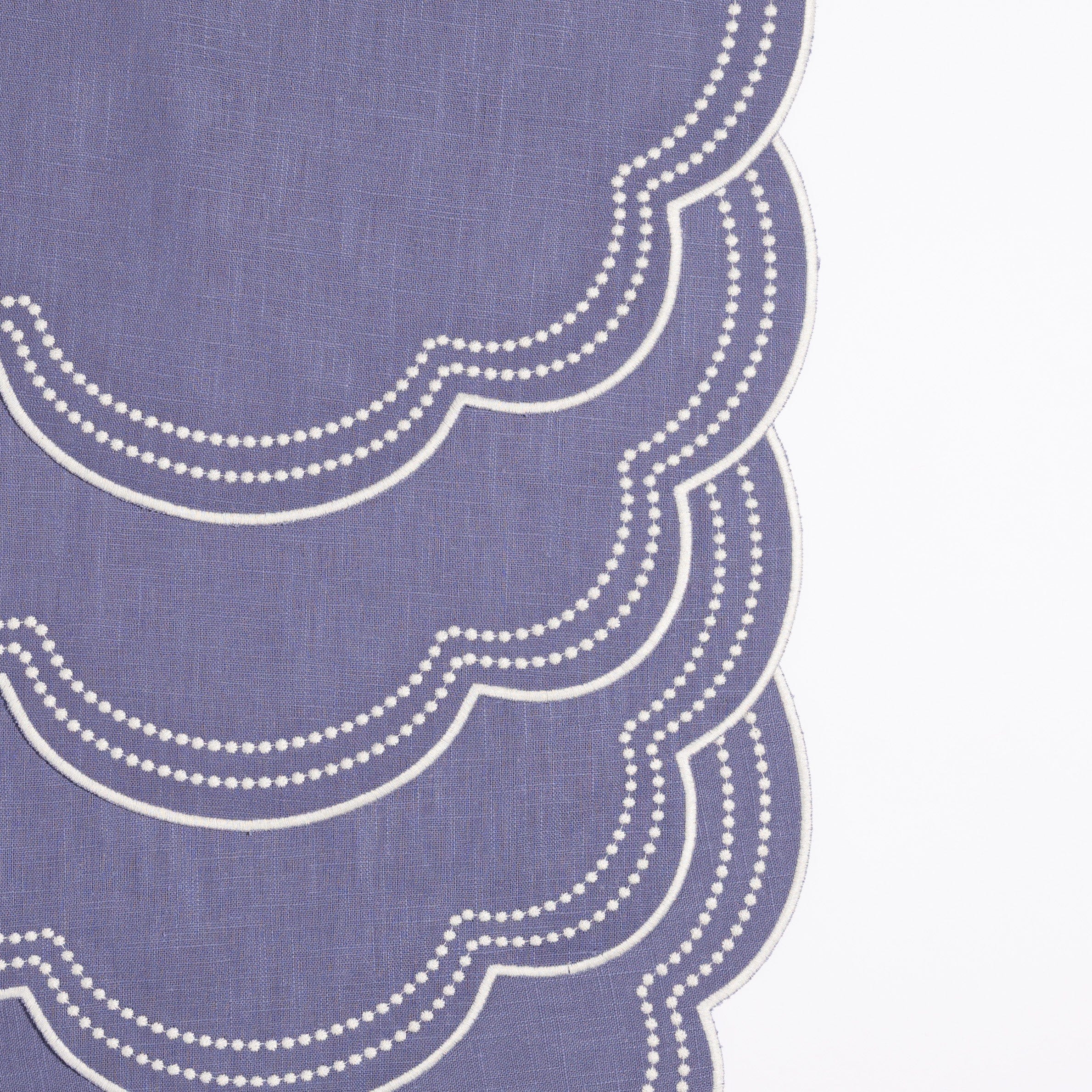 Add Henriette - Luxury Linens Daisy Placemat in Purple Blue (set of 4)