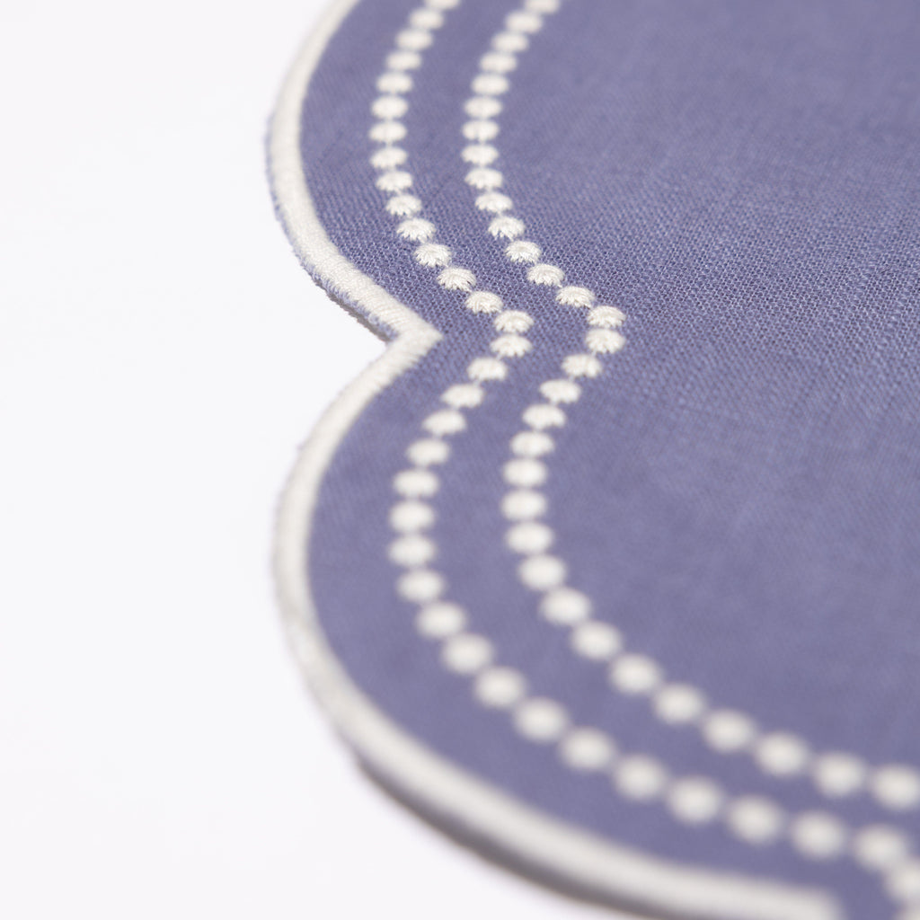 Add Henriette - Luxury Linens Daisy Placemat in Purple Blue (set of 4)