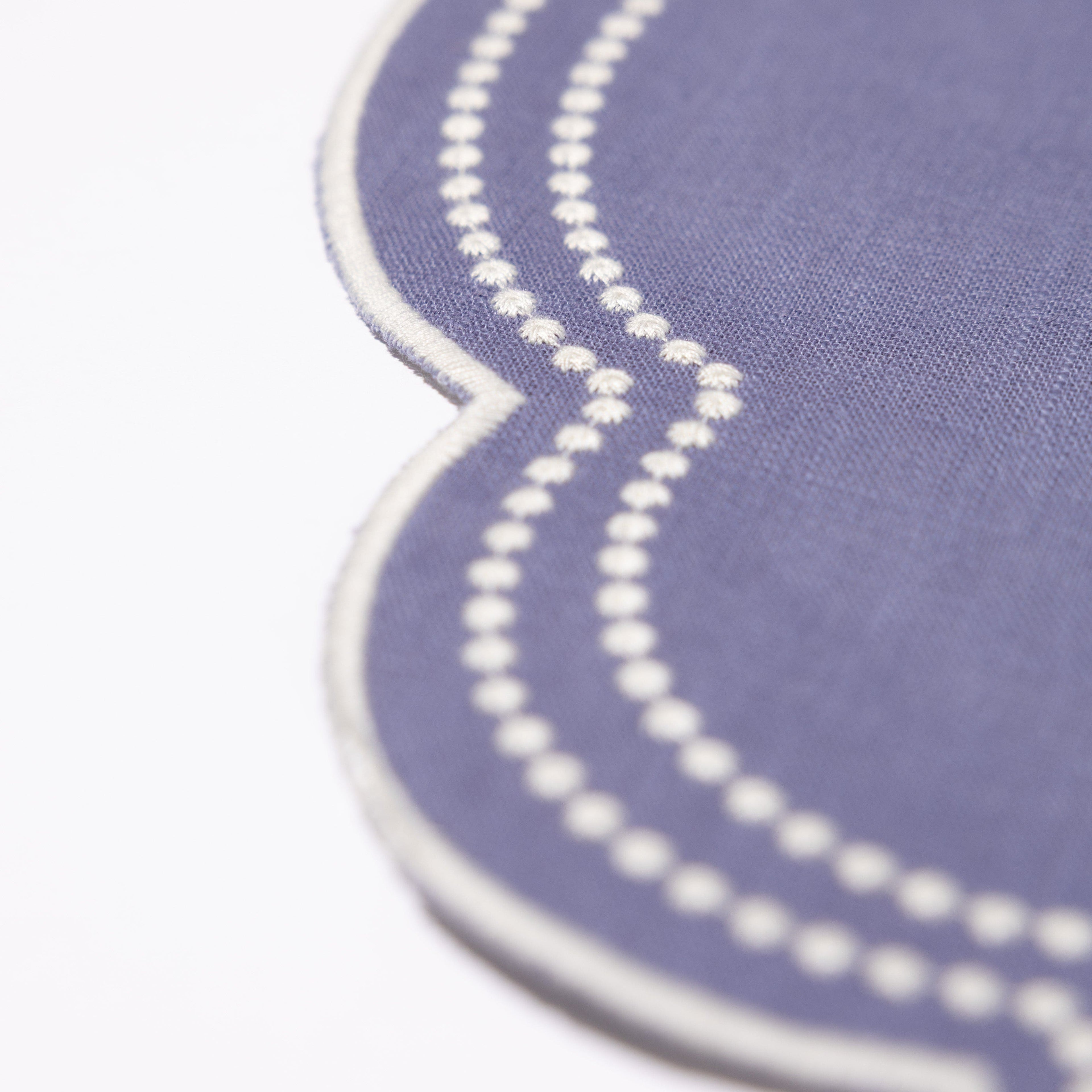 Add Henriette - Luxury Linens Daisy Placemat in Purple Blue (set of 4)