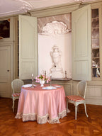 Henriette - Luxury Linens 180cm x 180cm Dia Taffeta Silk Tablecloth with Bullion Fringe