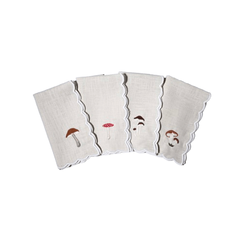 Henriette - Luxury Linens Beige Scalloped Mushroom Napkins (set of 4)