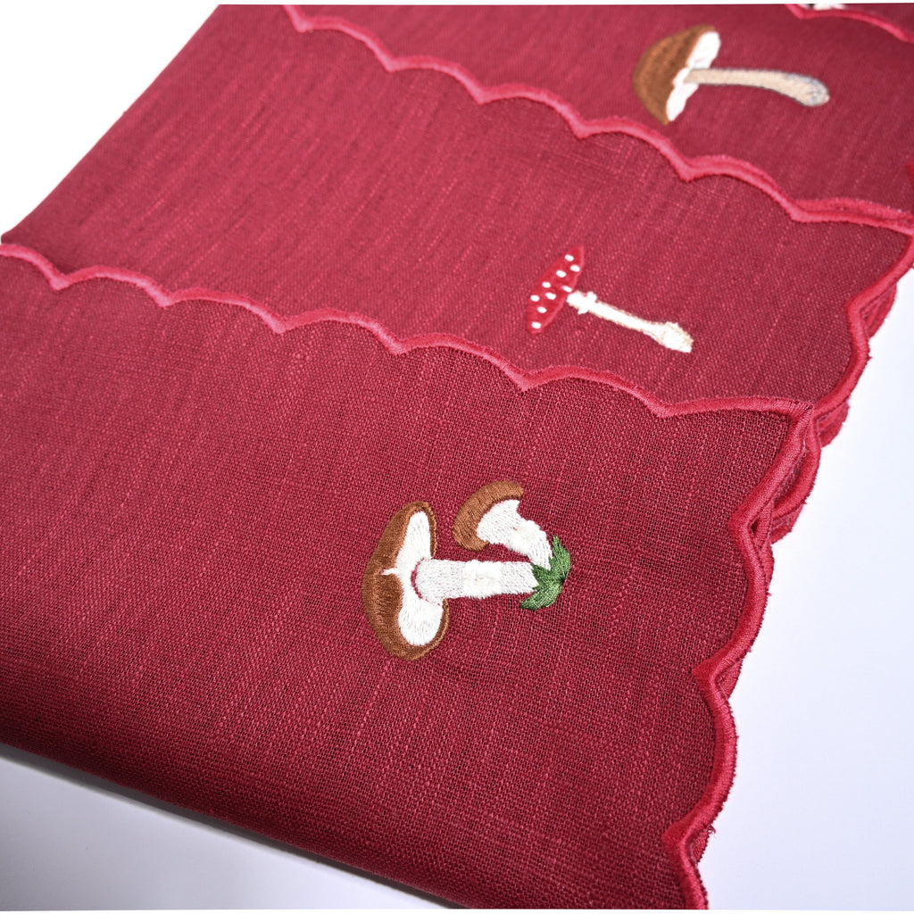 Henriette - Luxury Linens Burgundy Scalloped Mushroom Napkins (set of 4)