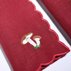Henriette - Luxury Linens Burgundy Scalloped Mushroom Napkins (set of 4)