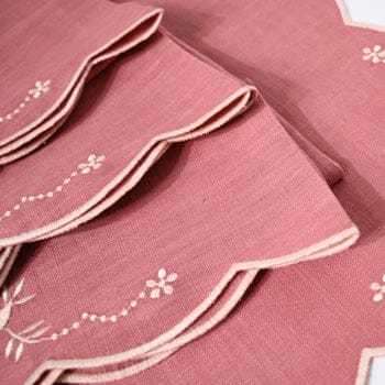 Henriette - Luxury Linens Clay Pink Floral Napkins (set of 4)