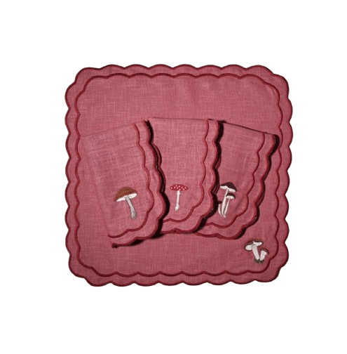 Henriette - Luxury Linens Clay Pink Mushroom Marigold Napkins (set of 4)