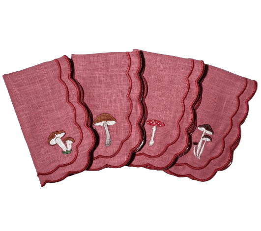 Henriette - Luxury Linens Clay Pink Mushroom Marigold Napkins (set of 4)