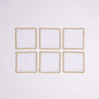 Henriette - Luxury Linens Cocktail Napkins Flamestitch White Linen with Metallic Gold Cocktail napkins (set of 6)