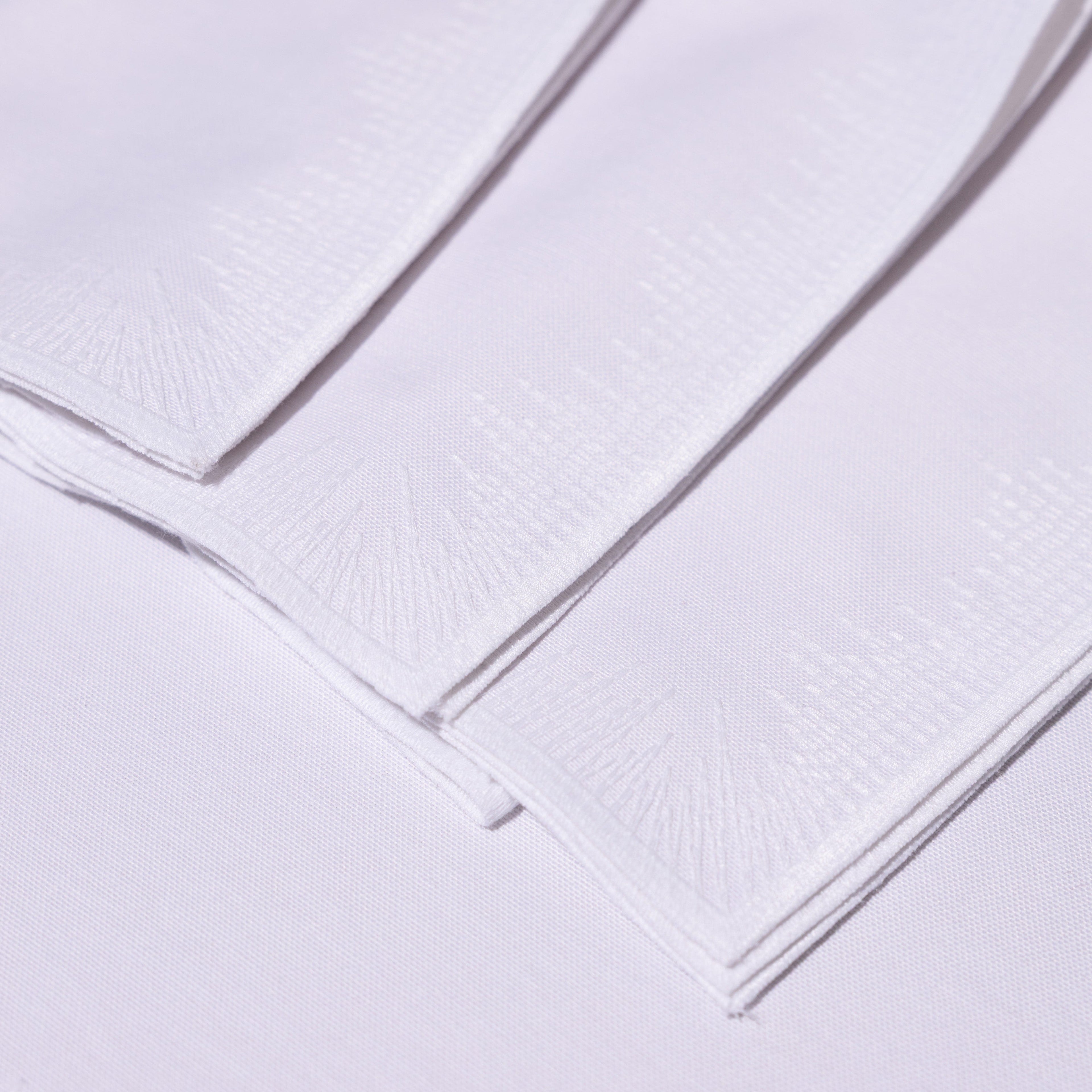 Henriette - Luxury Linens Flamestitch Napkin White/White