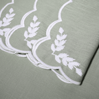 Henriette - Luxury Linens Floral Round Dusty Green with White Napkins (set of 4)