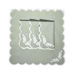 Henriette - Luxury Linens Floral Round Dusty Green with White Napkins (set of 4)