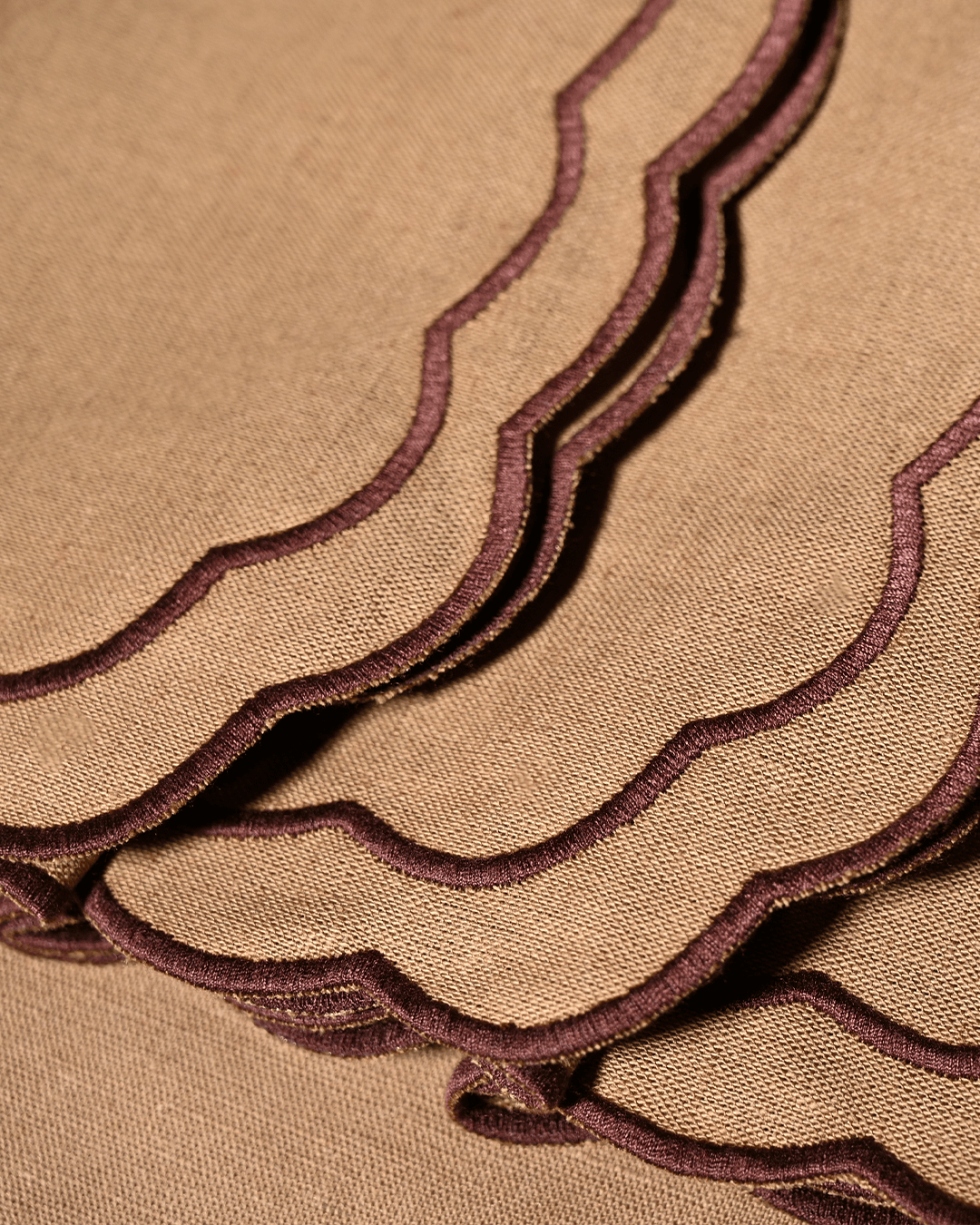 Henriette - Luxury Linens Marigold Caramel with Maroon Napkins (set of 4)