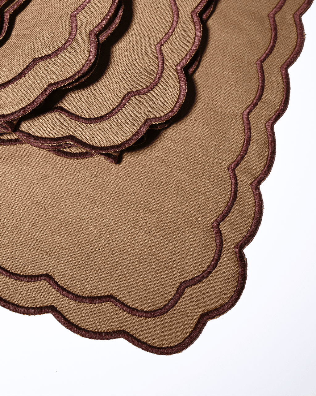 Henriette - Luxury Linens Marigold Caramel with Maroon Napkins (set of 4)