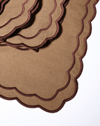 Henriette - Luxury Linens Marigold Caramel with Maroon Napkins (set of 4)