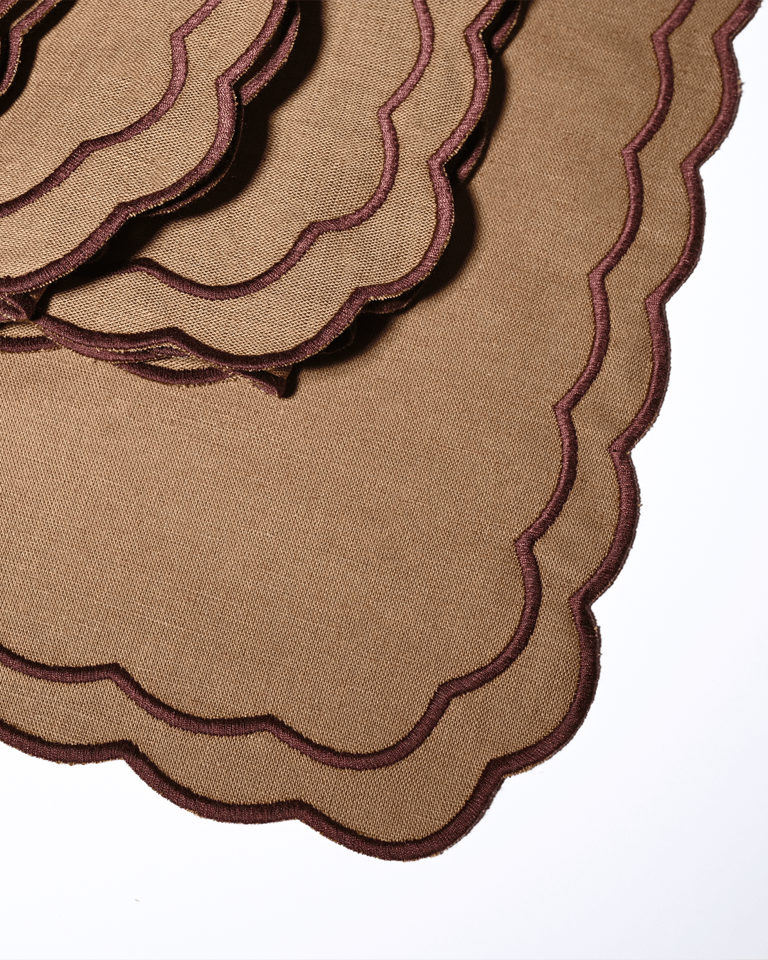 Henriette - Luxury Linens Marigold Caramel with Maroon Napkins (set of 4)