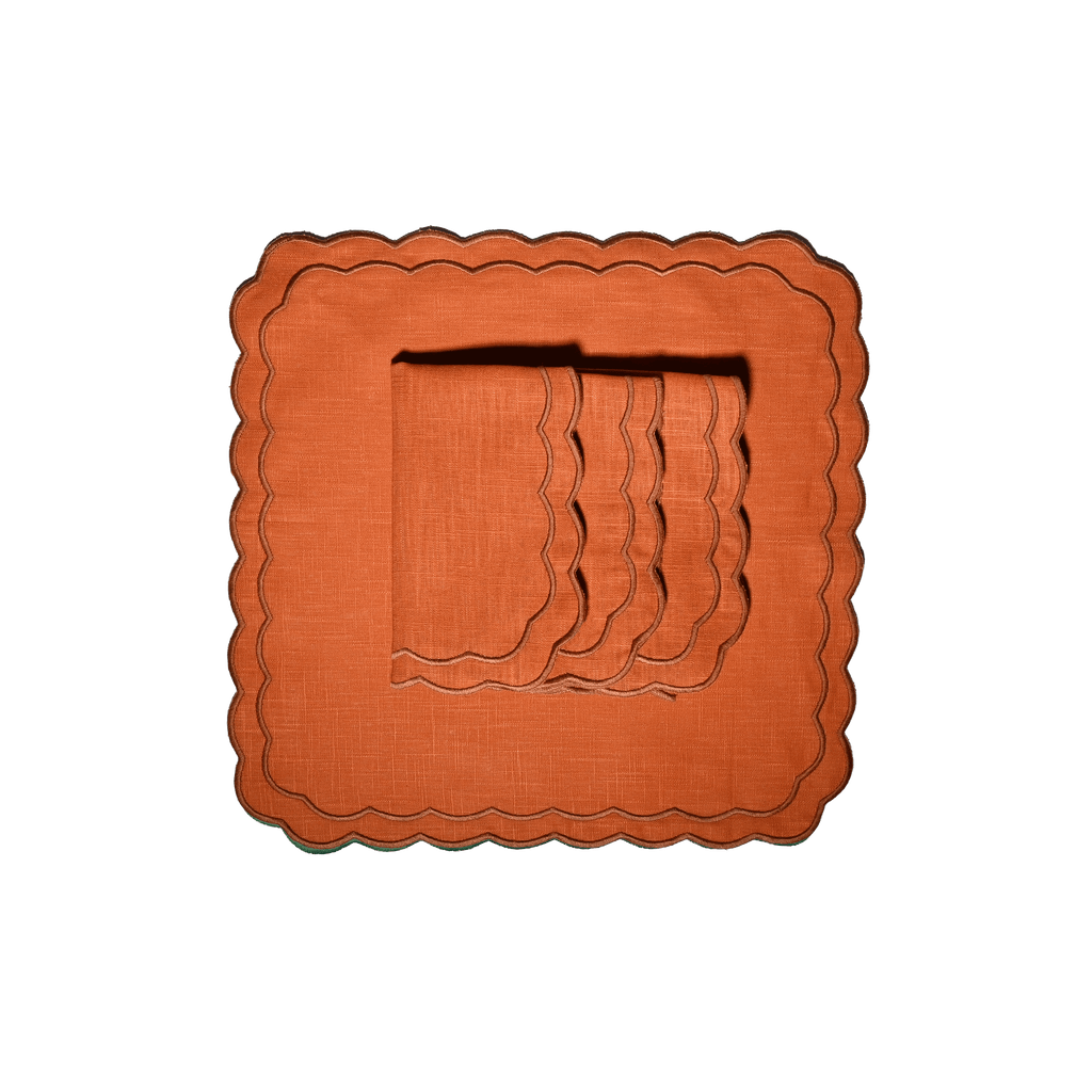 Henriette - Luxury Linens Marigold Dusty Orange with Amber Napkins (set of 4)