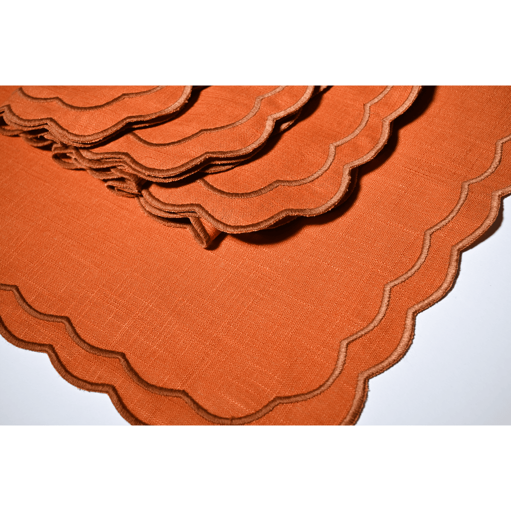 Henriette - Luxury Linens Marigold Dusty Orange with Amber Napkins (set of 4)
