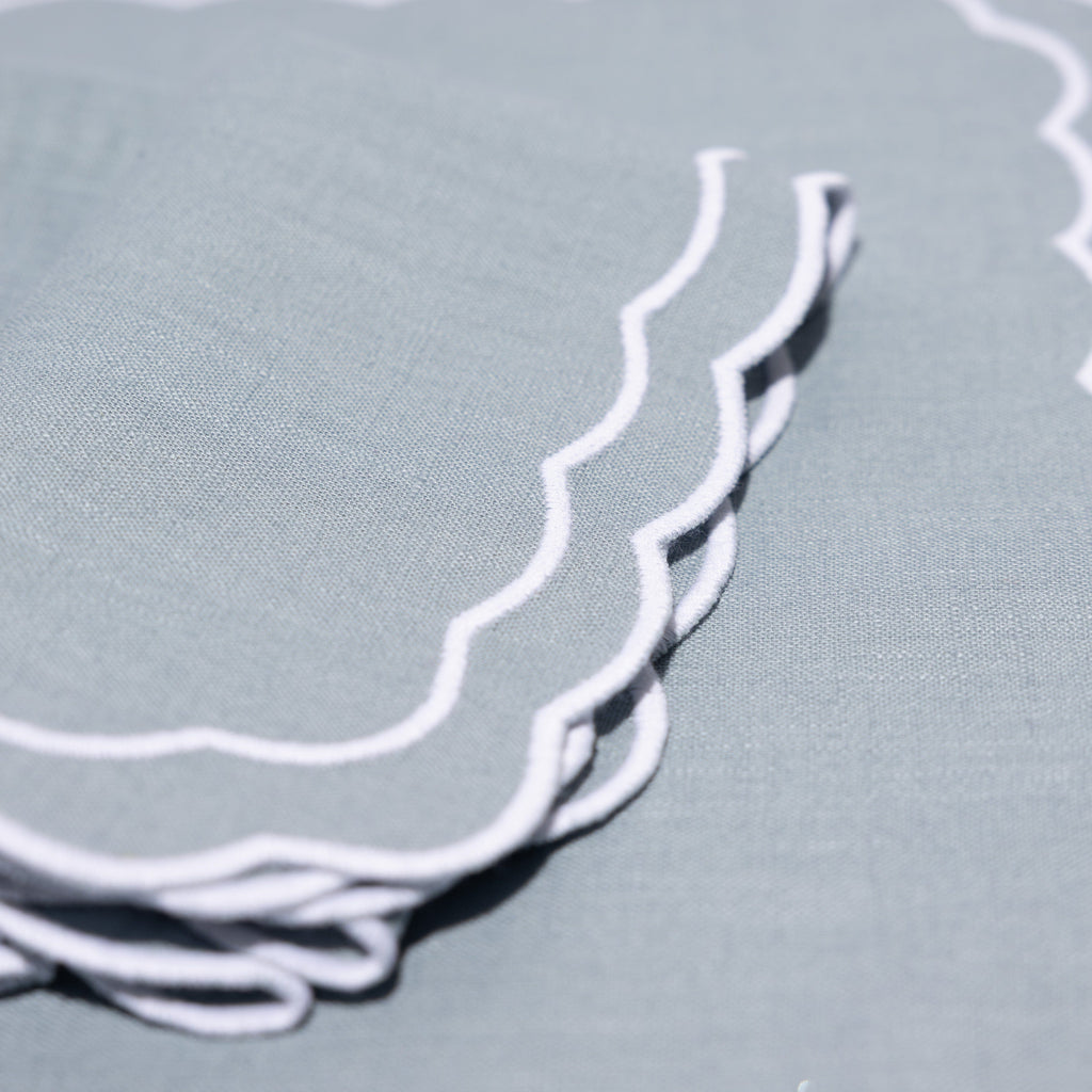 Henriette - Luxury Linens Marigold Stone Blue Napkins