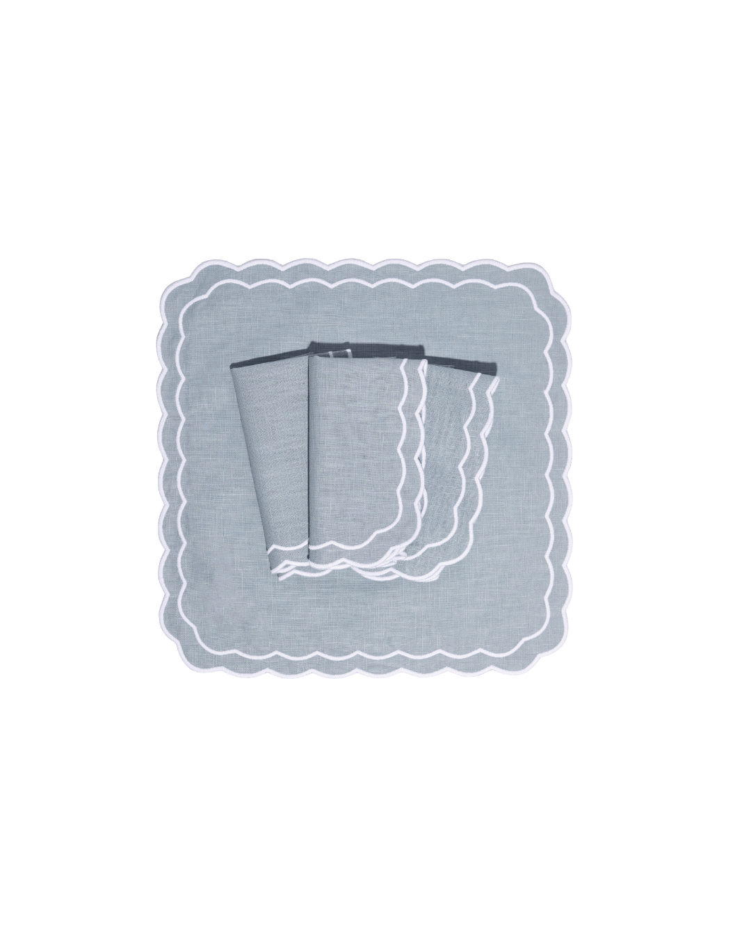 Henriette - Luxury Linens Marigold Stone Blue Napkins (set of 4)